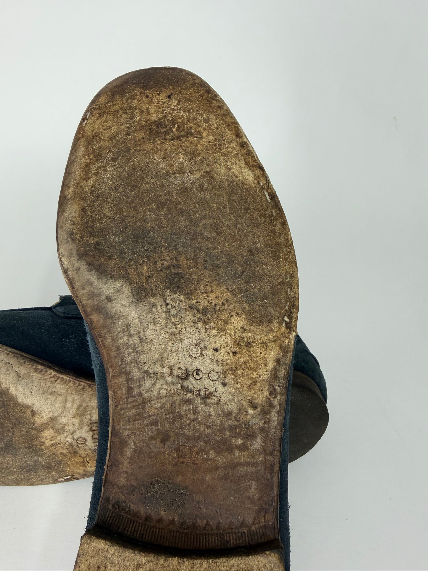 Gucci Navy Blue Suede Web Horsebit Loafers Size 8.5 UK/ 9.5 US/ 42.5 EU