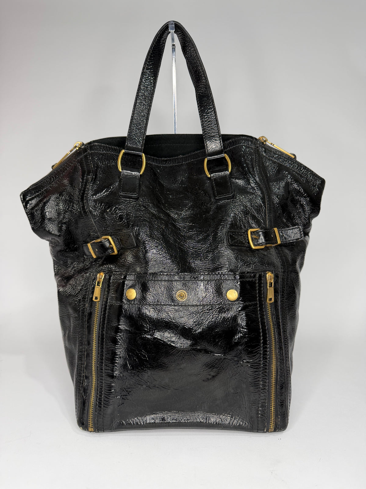 YVES SAINT LAURENT
Black Patent Leather Large Downtown Tote Bag
