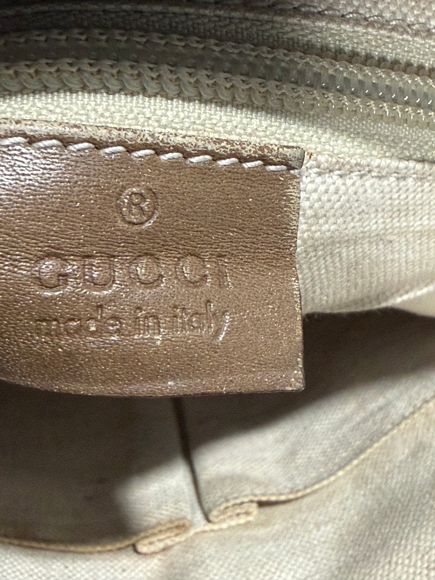 Vintage Gucci Diamante Canvas & Brown Leather Crossbody Messenger Bag