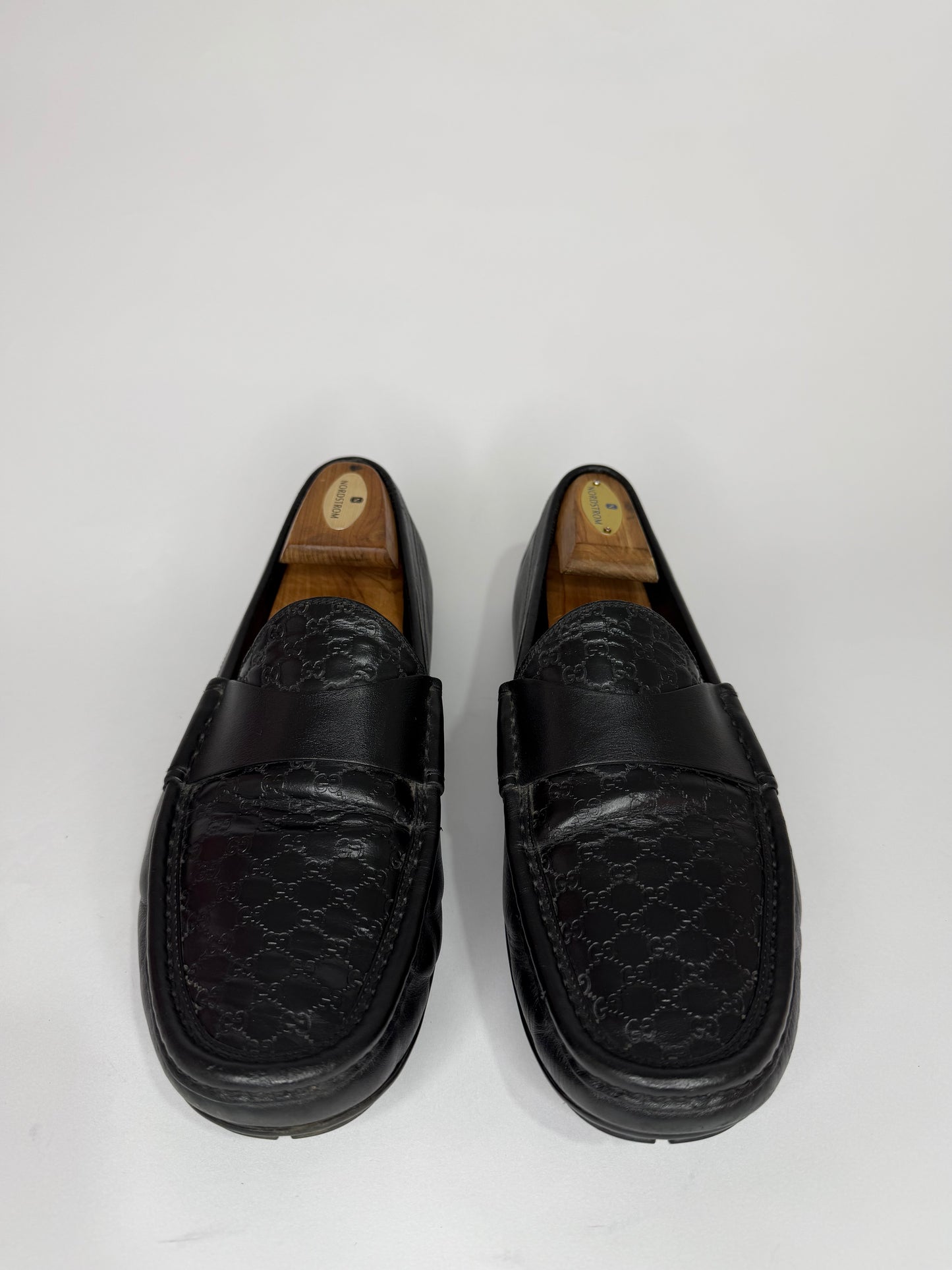 Gucci Black Diamante Leather Driver Loafers Size 10 US / 9 UK / 43 EU