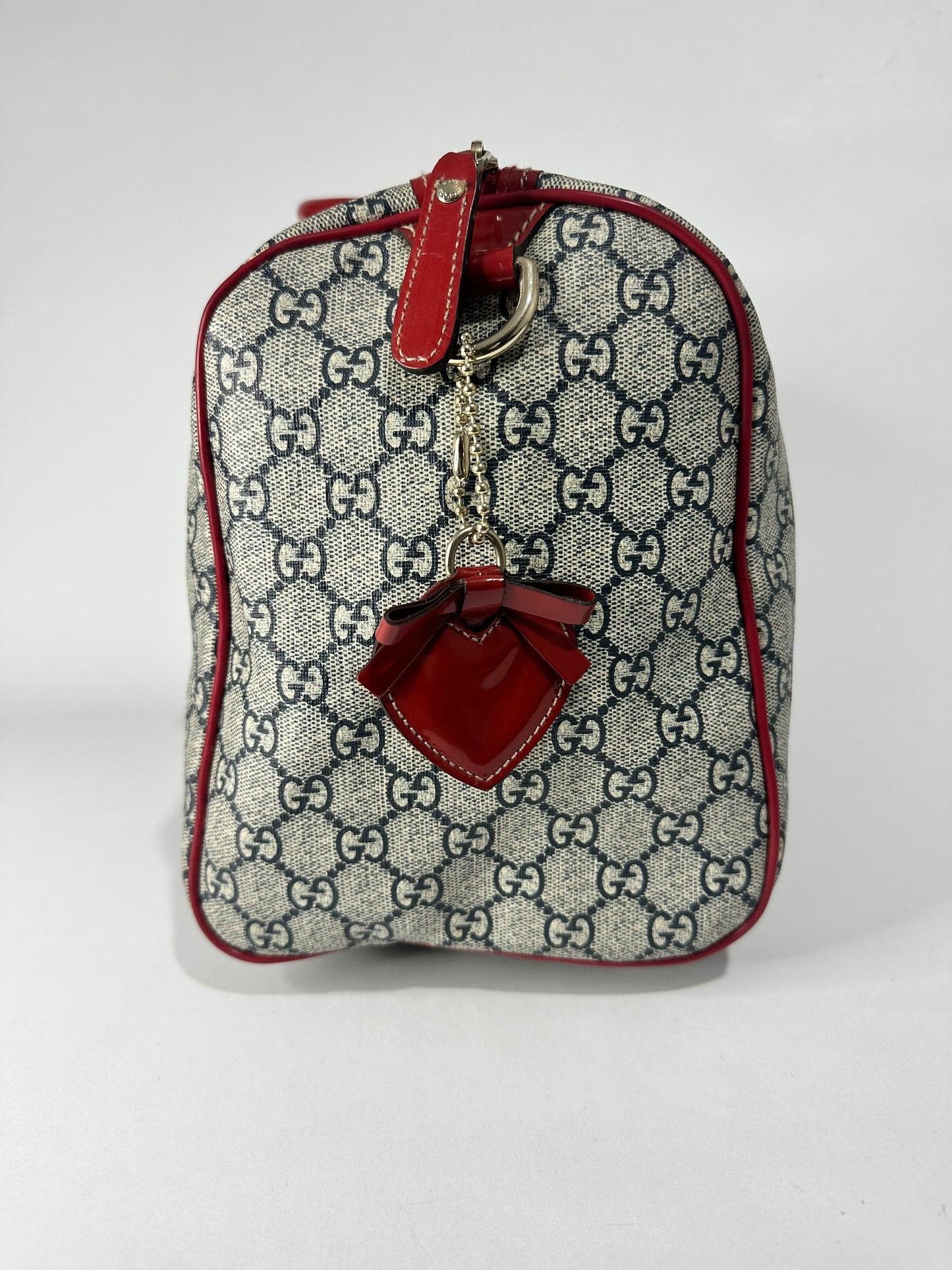 GUCCI
Blue/Red GG Coated Canvas Tattoo Heart Medium Joy Boston Bag