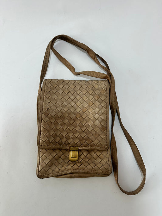Bottega Veneta Brown Intrecciato Leather Flap Crossbody Bag