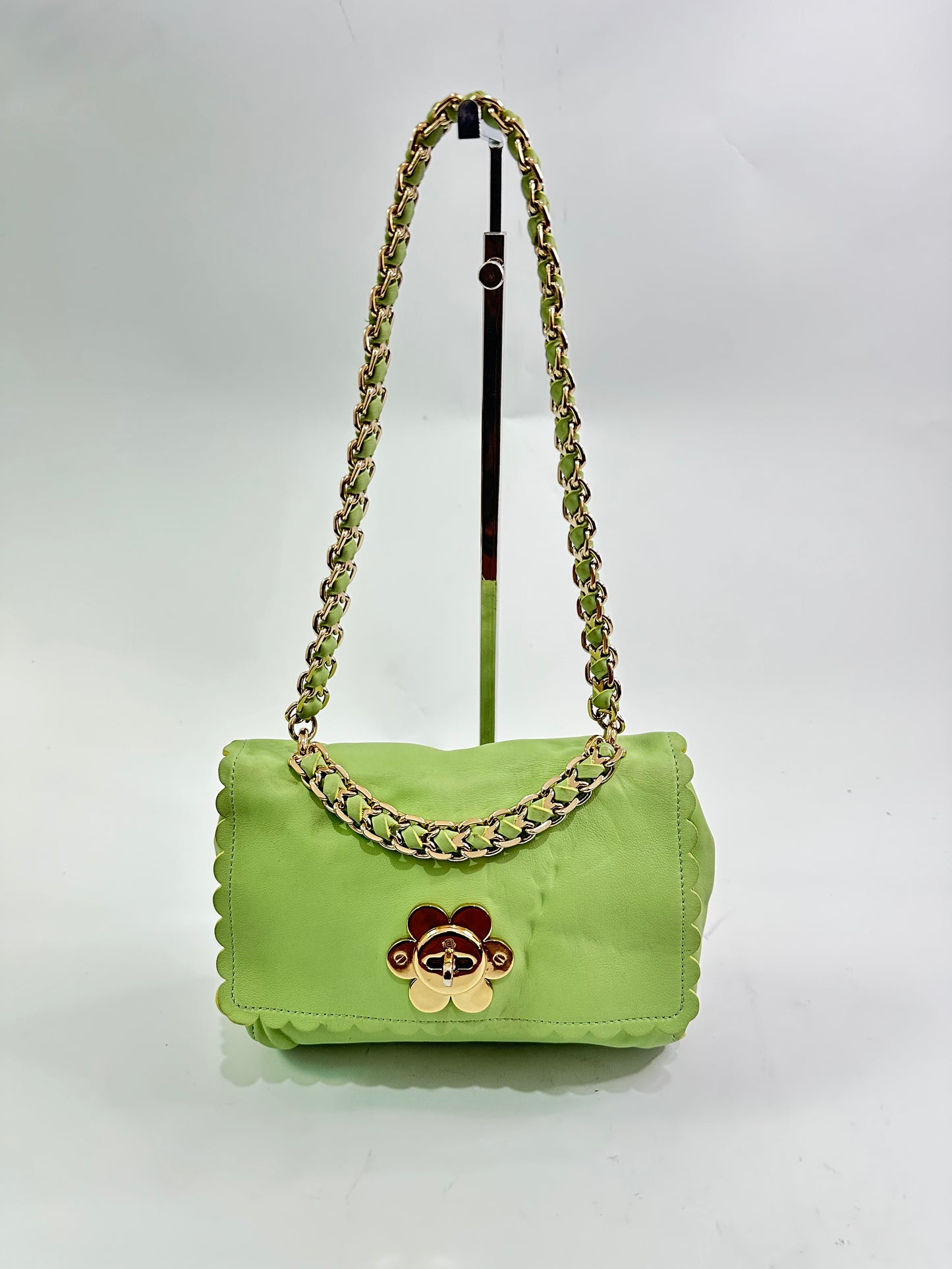 Mulberry Mint Green Leather Cecily Flower Shoulder Bag