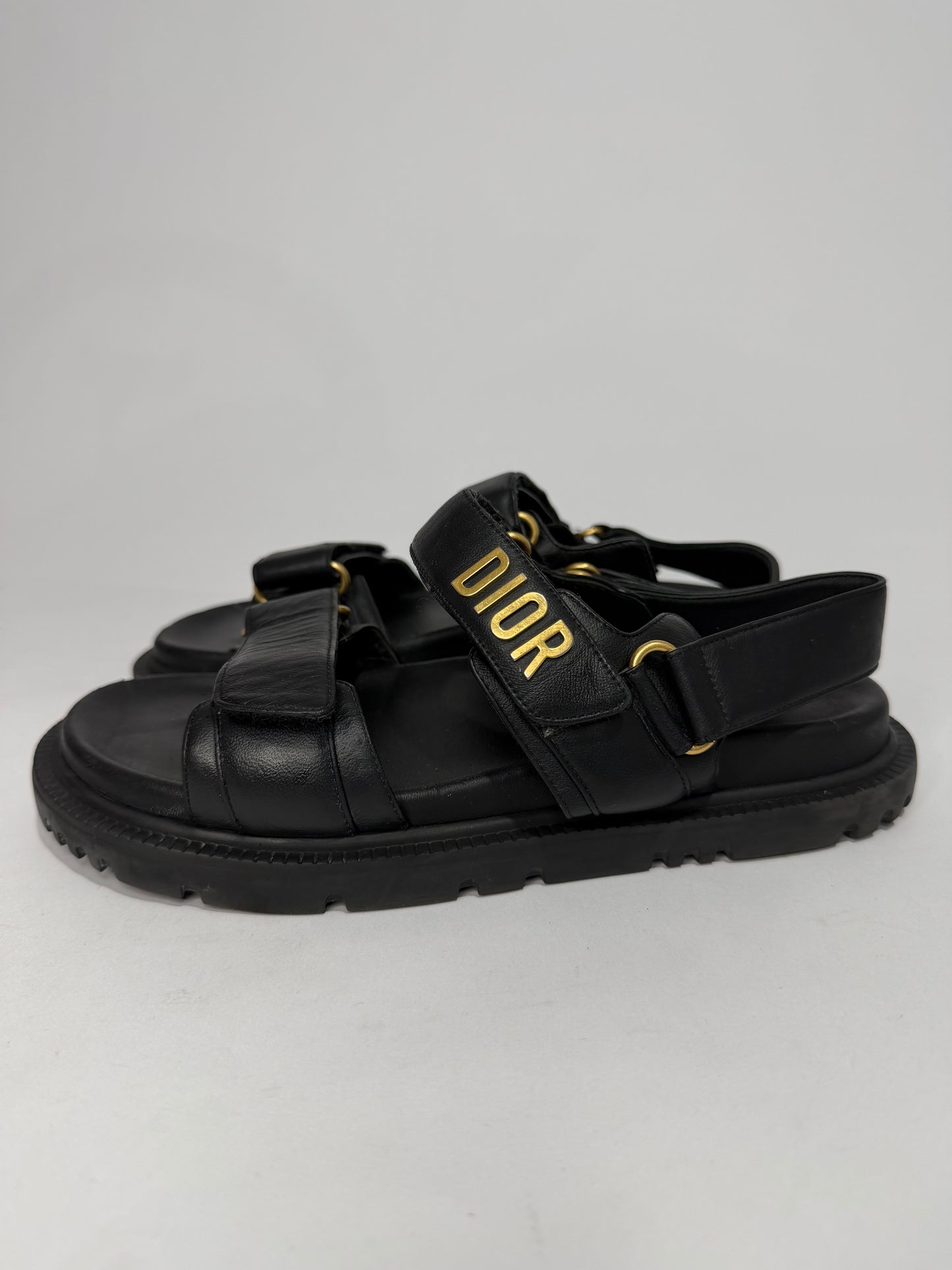 Dior Black Leather Dior Act Flat Sandals Size 38 EU/ 8 US