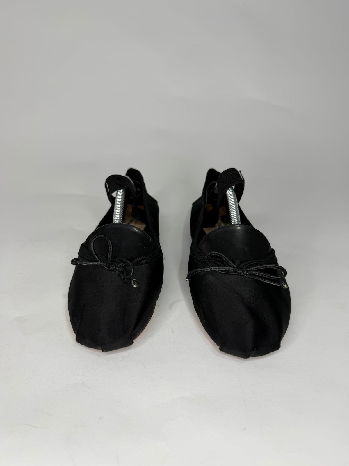 Miu Miu Black Leather Buckle Detail Bow Ballet Flats Size 37 EU/ 7 US