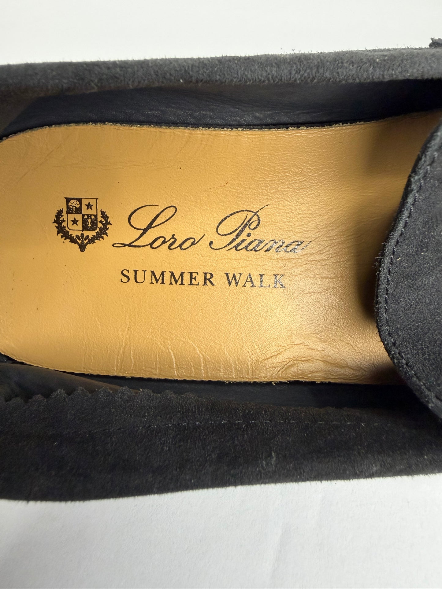 Loro Piana Navy Blue Suede Summer Charms Walk Loafers Size 37 EU/ 37 US