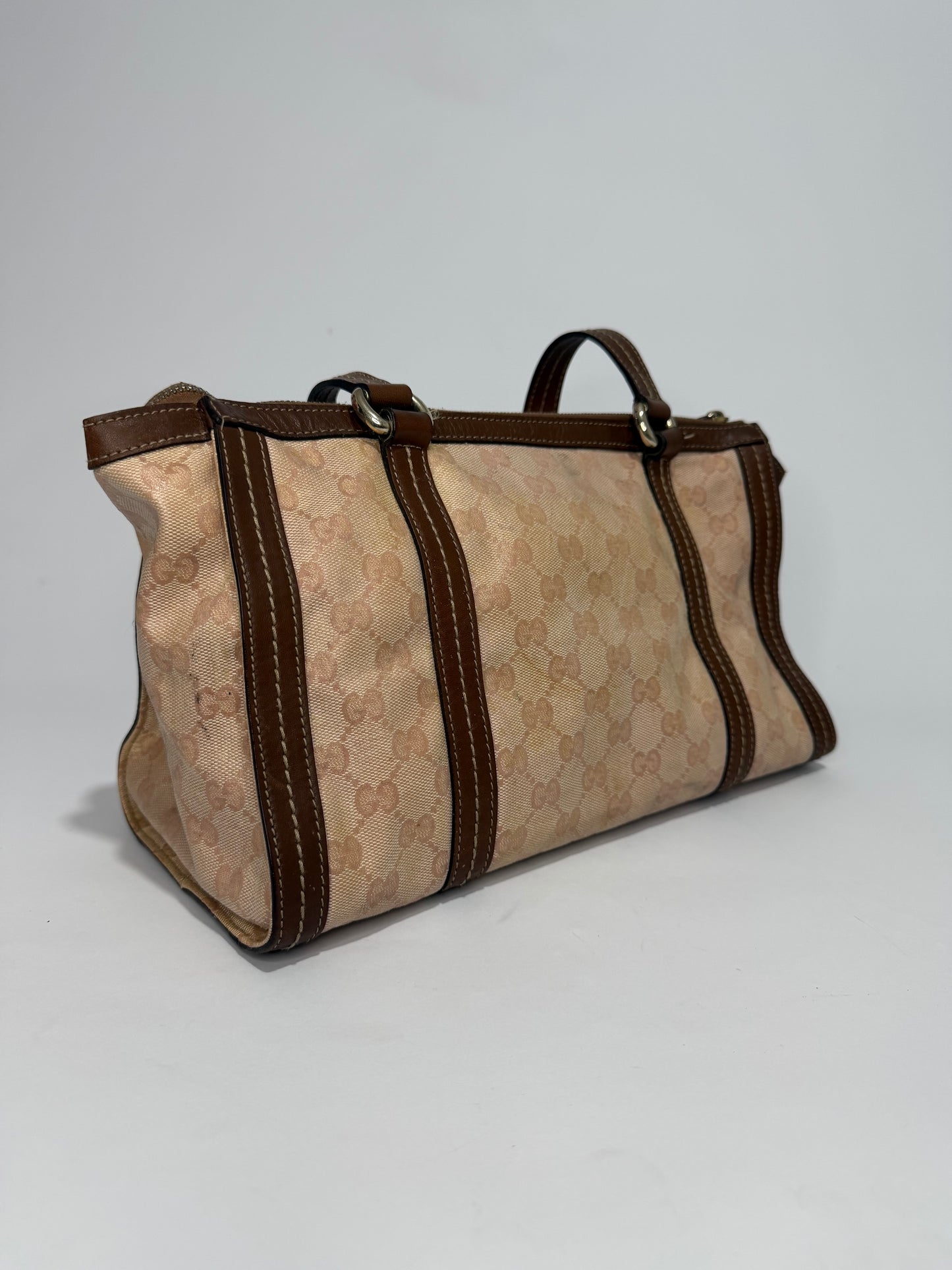 Gucci Pink/Beige GG Crystal Canvas and Leather Duchessa Tote