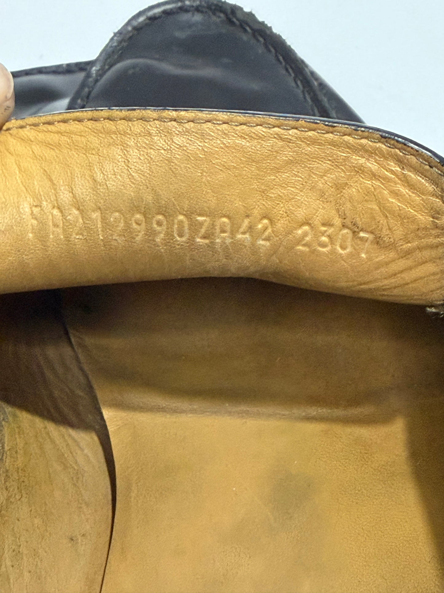 HERMES Black Leather Slip On Kennedy Loafers Size 42 EU/ 9 US/ 8 UK