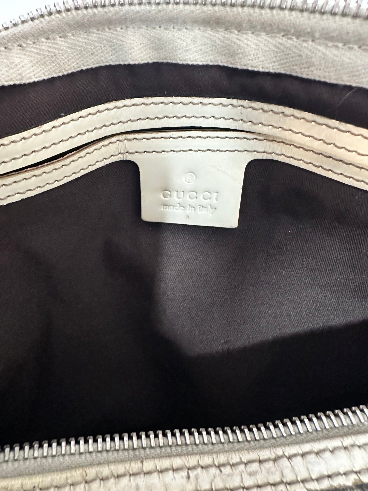 Gucci Beige/White GG Supreme Canvas and Leather Medium Joy Boston Bag