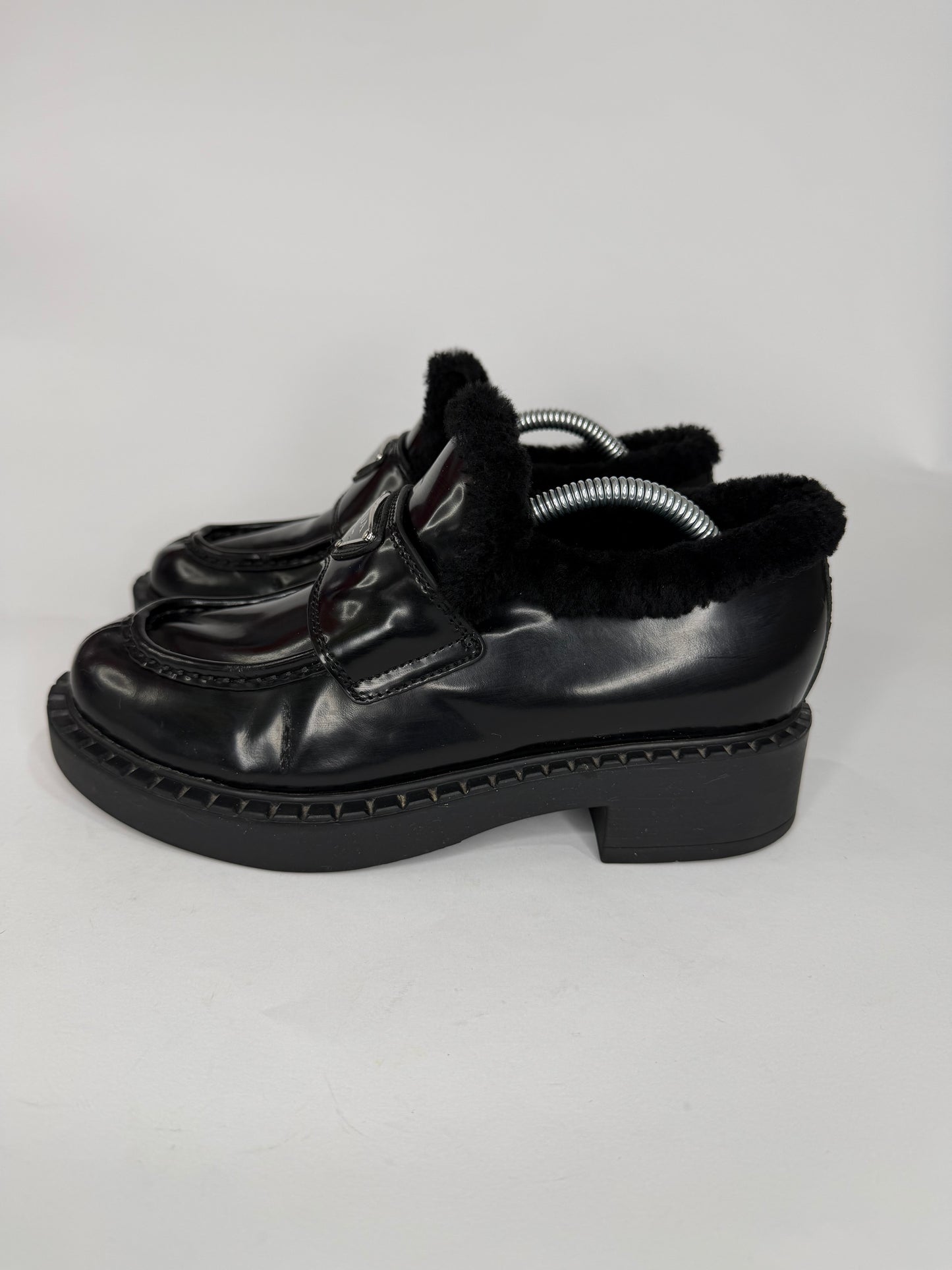 PRADA 
Brushed Leather Loafers Size 37 EU/ 7 US/ 4 UK
