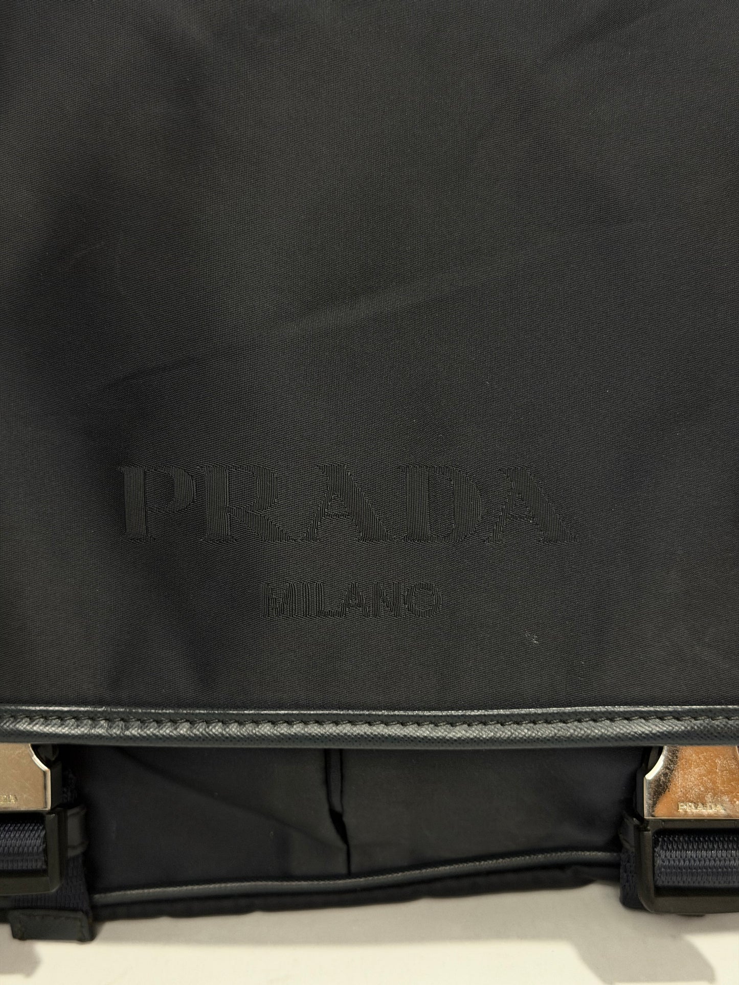 Navy Prada Tessuto Crossbody Bag
