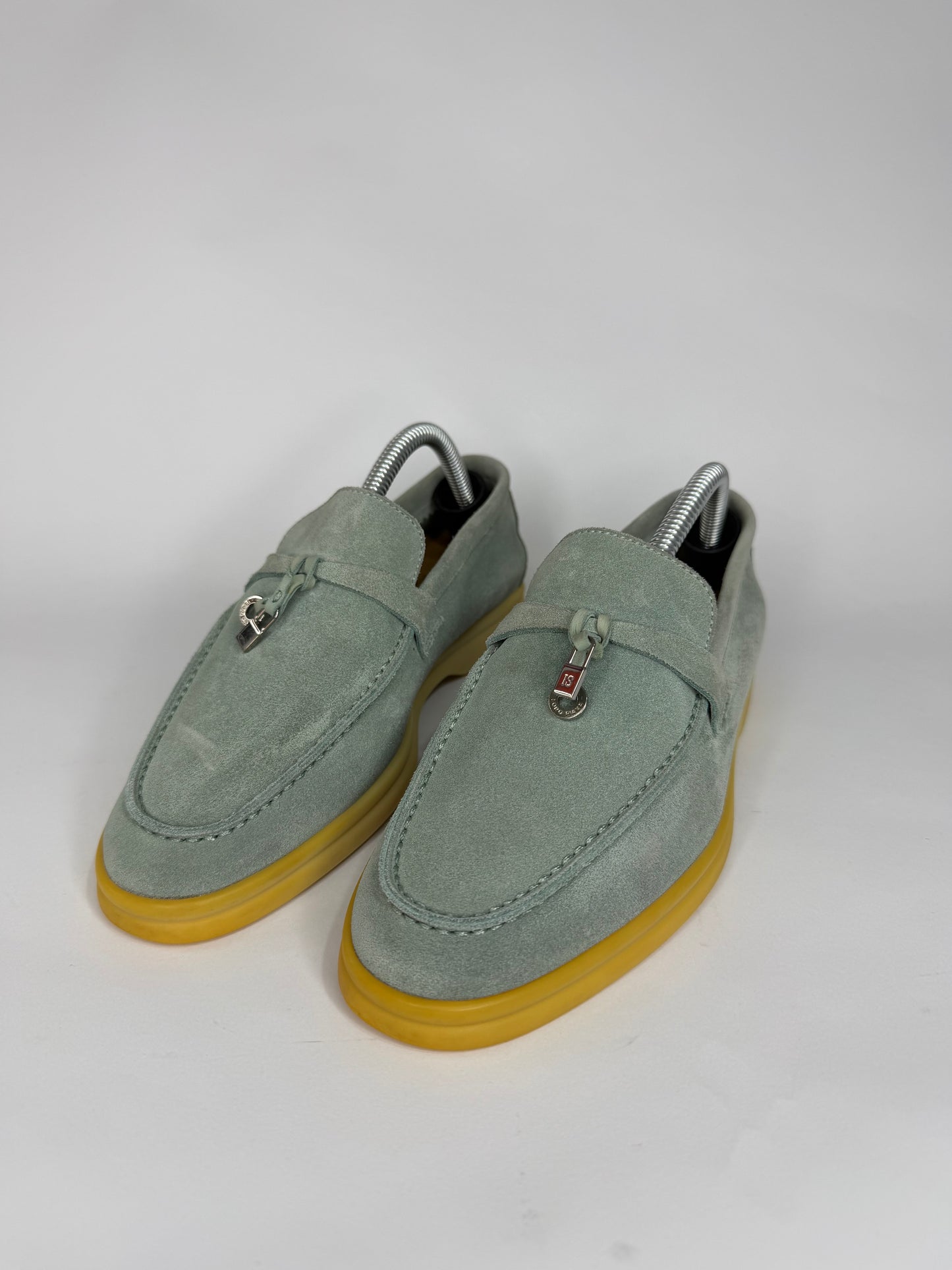 Loro Piana mint green Suede Summer Charms Walk Loafers Size 35.5 EU/ 5.5 US