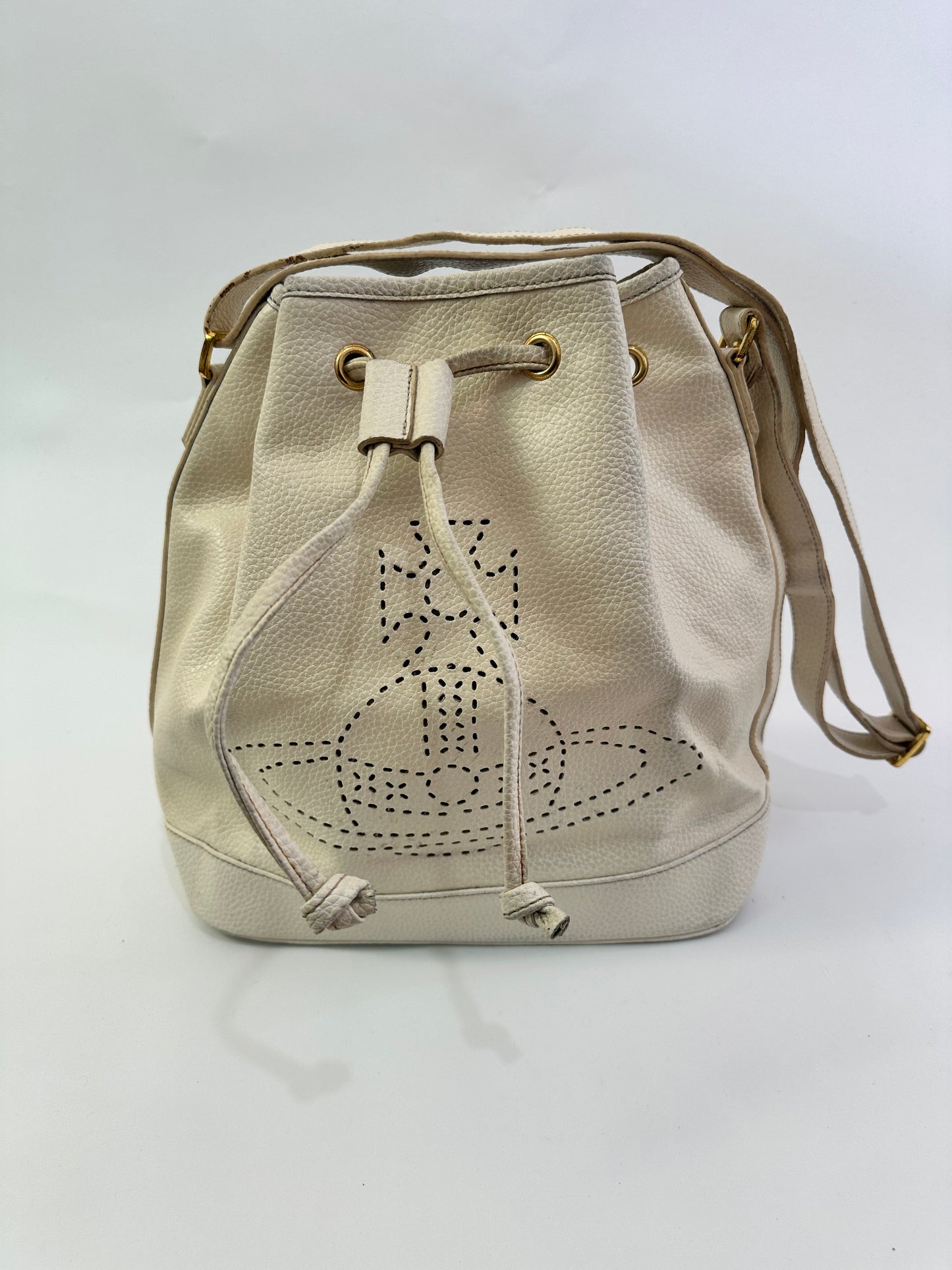 Vivienne Westwood White Leather Bucket Bag