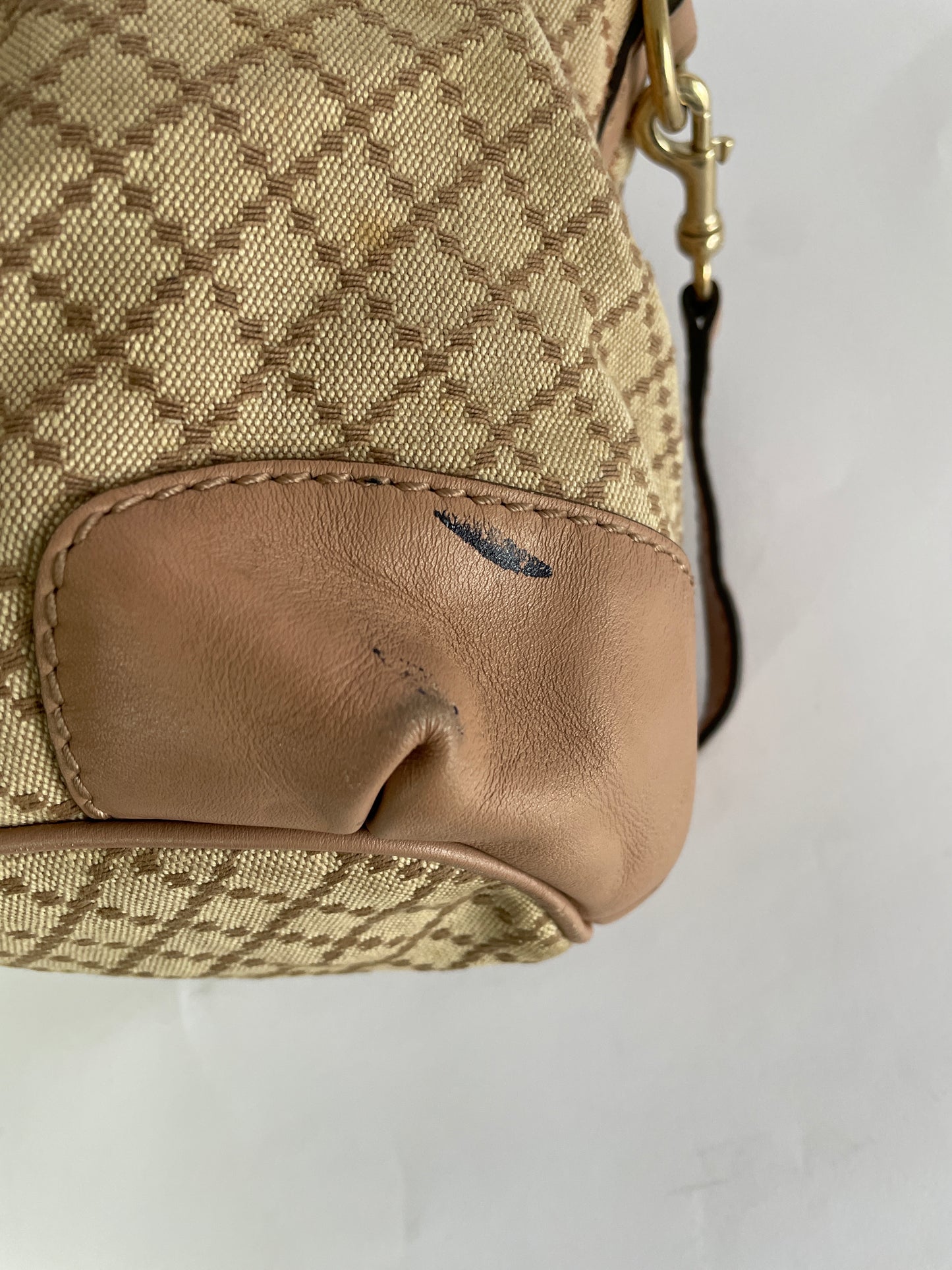 Gucci Brown/Beige Diamante Canvas And Leather Sukey Satchel