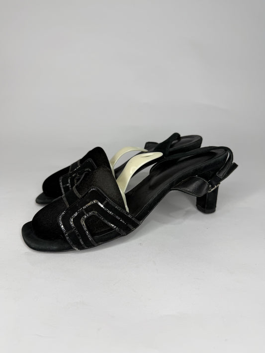Hermes Heden 80 Black Suede sandal
