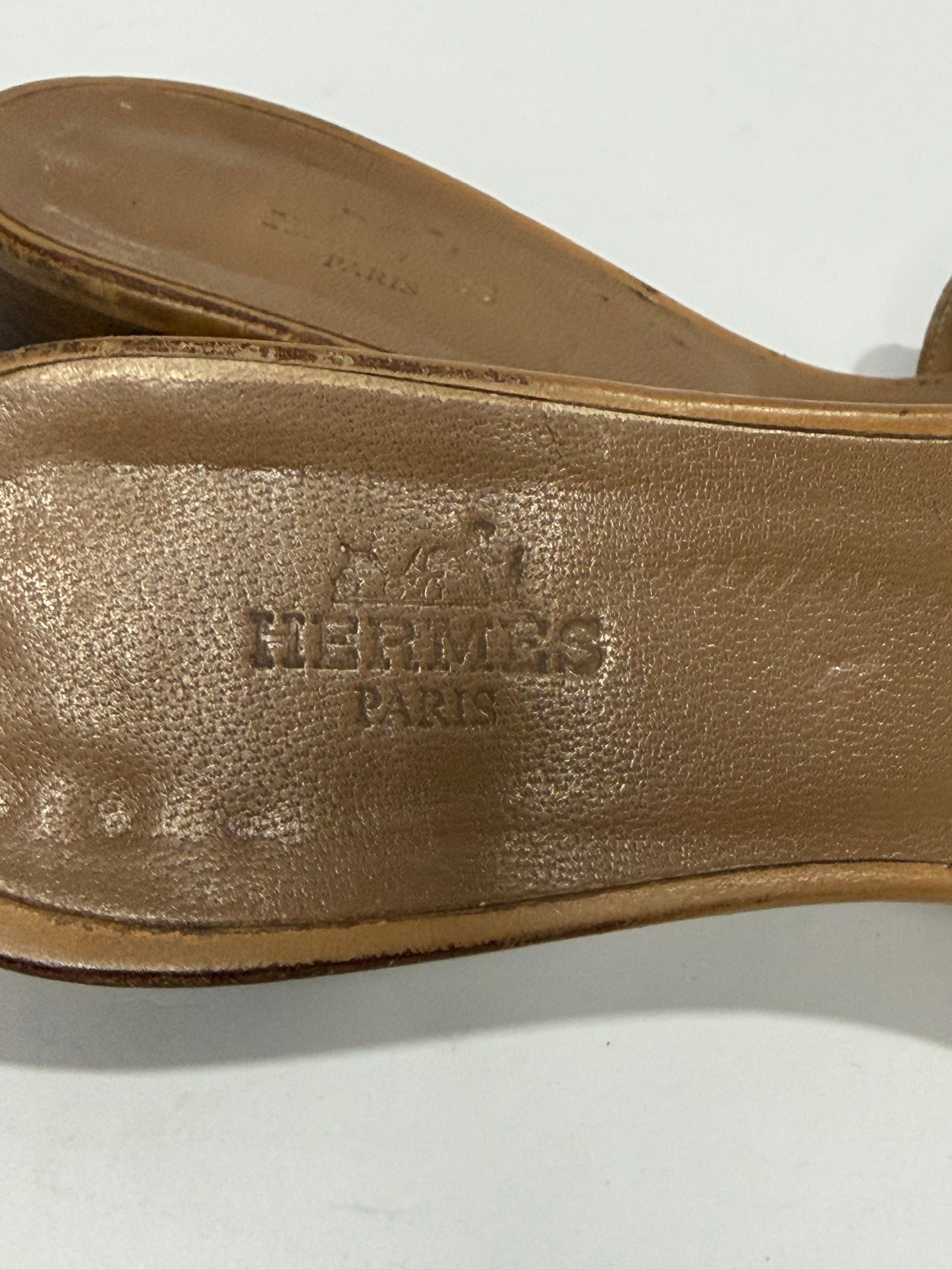 Hermes Brown Leather Oasis Slide Sandals Size 37 EU/ 7 US / 4 UK