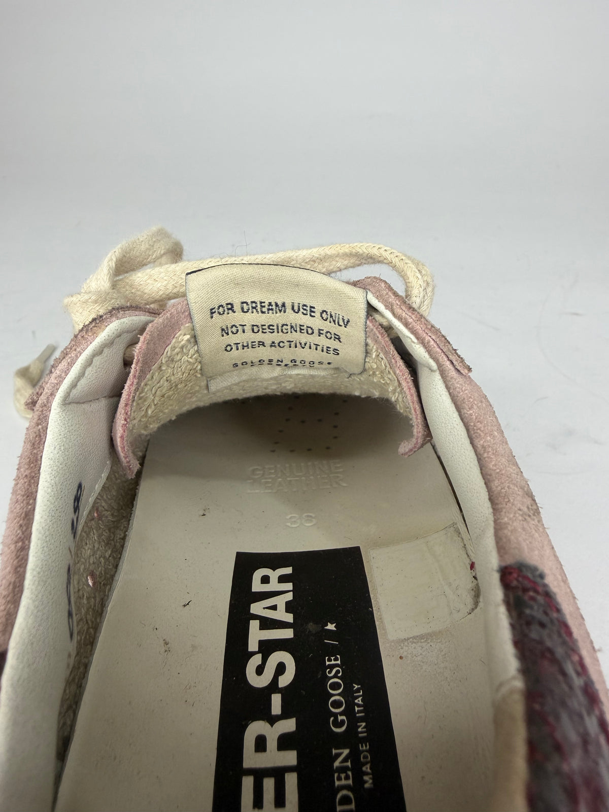 Golden Goose Superstar Pink Suede & Silver Heel Tab Distressed Sneakers Size 38 EU/ 8 US/ 5 UK