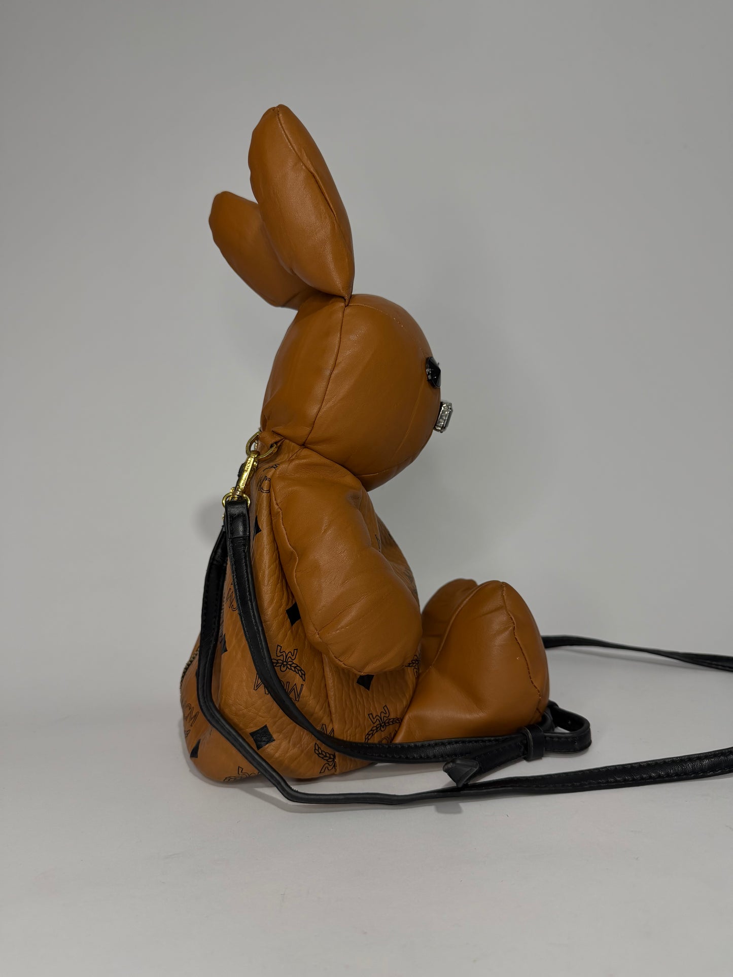 MCM Rabbit Doll Crossbody Bag in Cognac Visetos Leather – Novelty Bunny Charm Bag