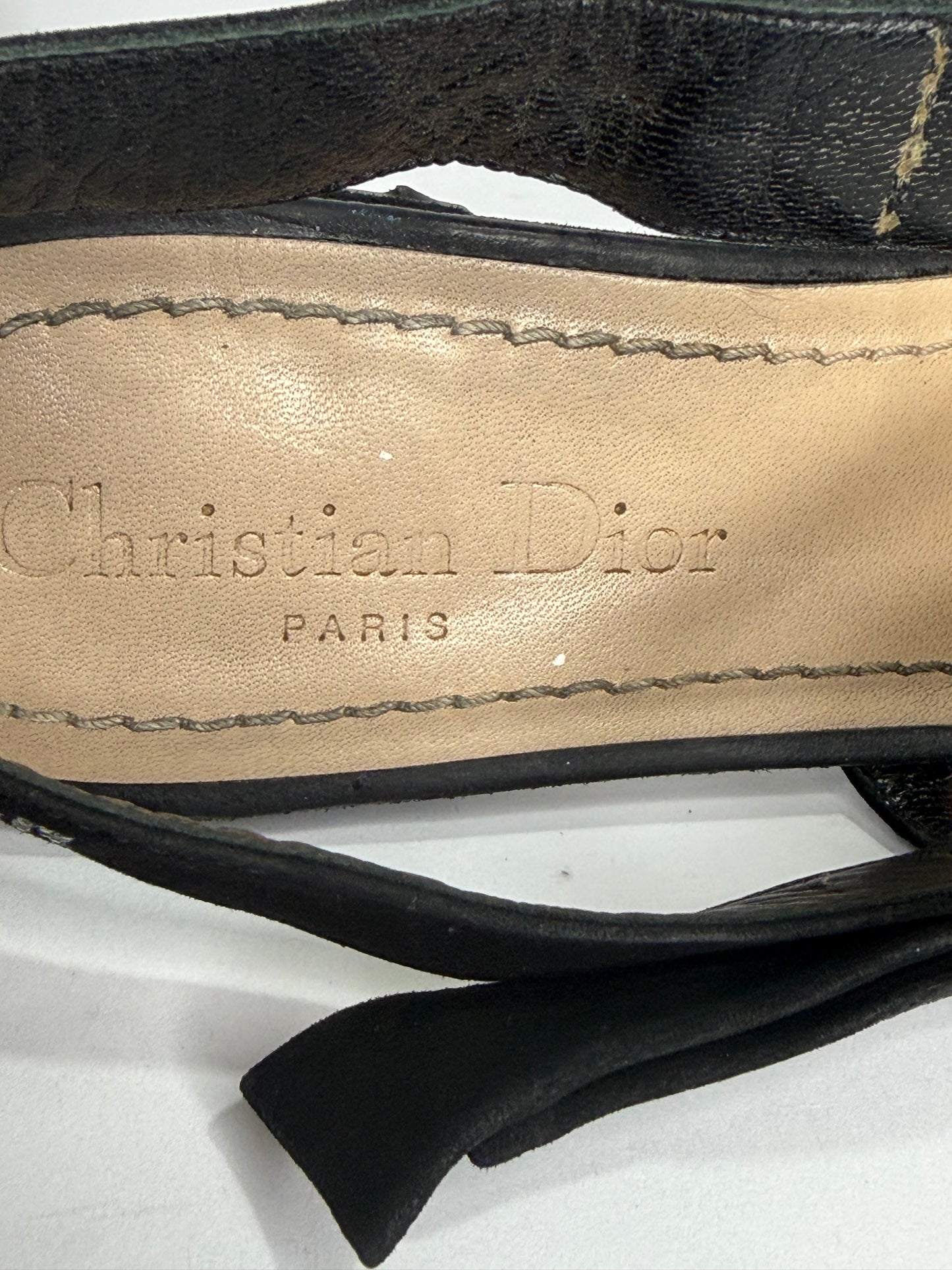 Dior Black Polka Dot Mesh and Crystal Embellished Suede J'adior Slingback Flats Size 39 EU/ 9 US/ 6 UK