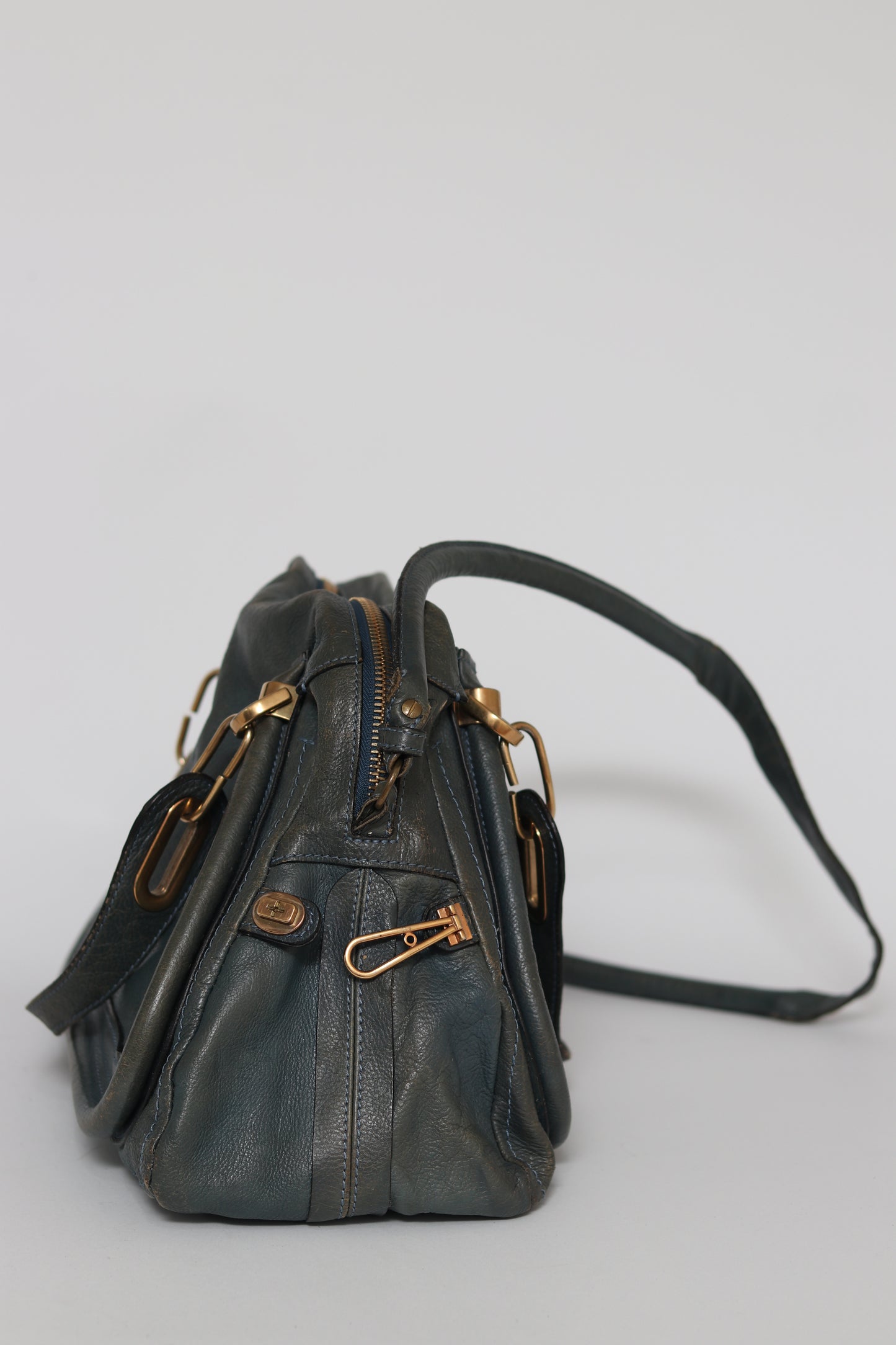 Chloe Green Leather Medium Paraty Shoulder Bag