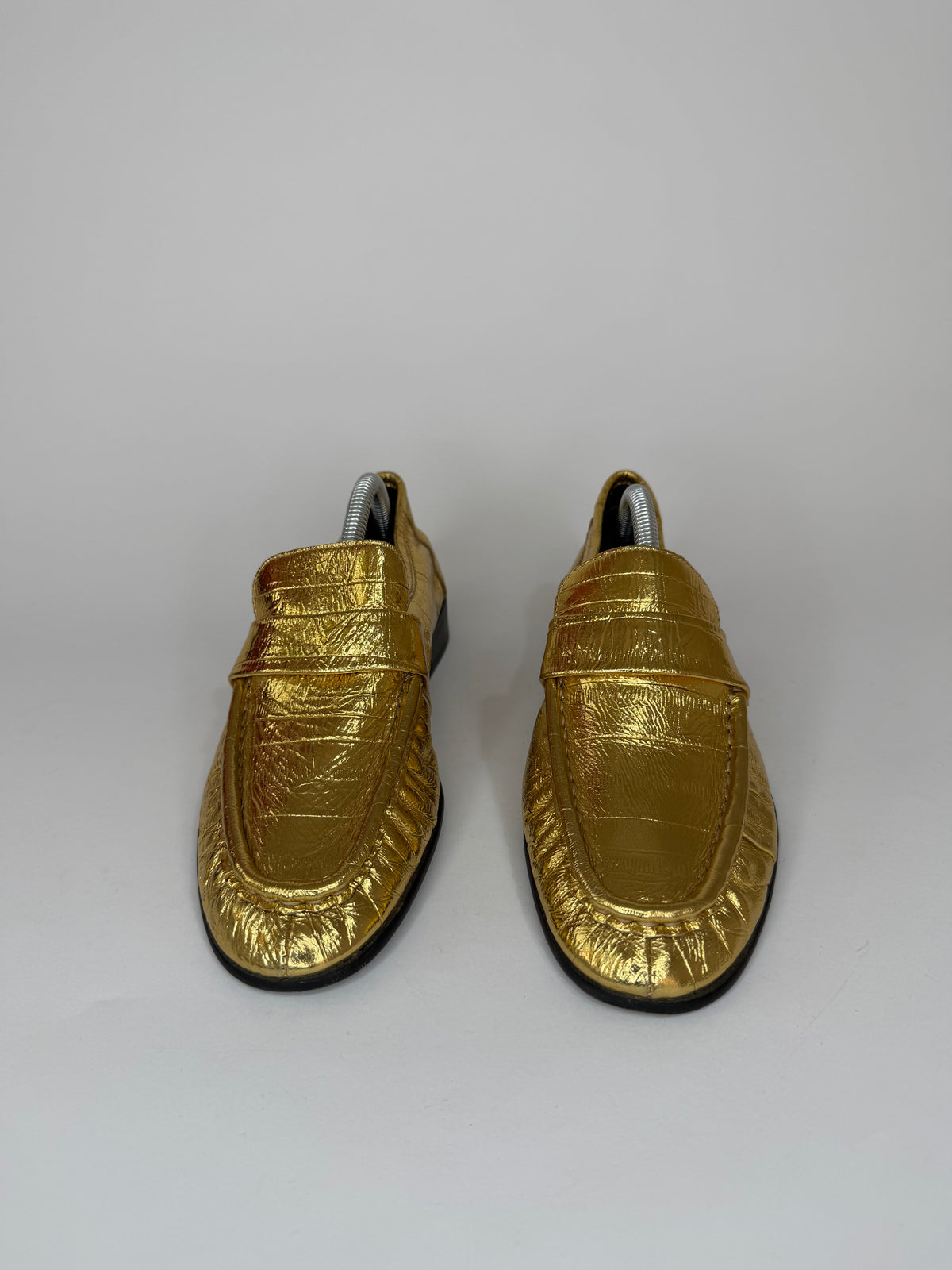 The Row Gold
Eel Skin Loafers 
Women's Size 36 EU/6 US / 3 UK