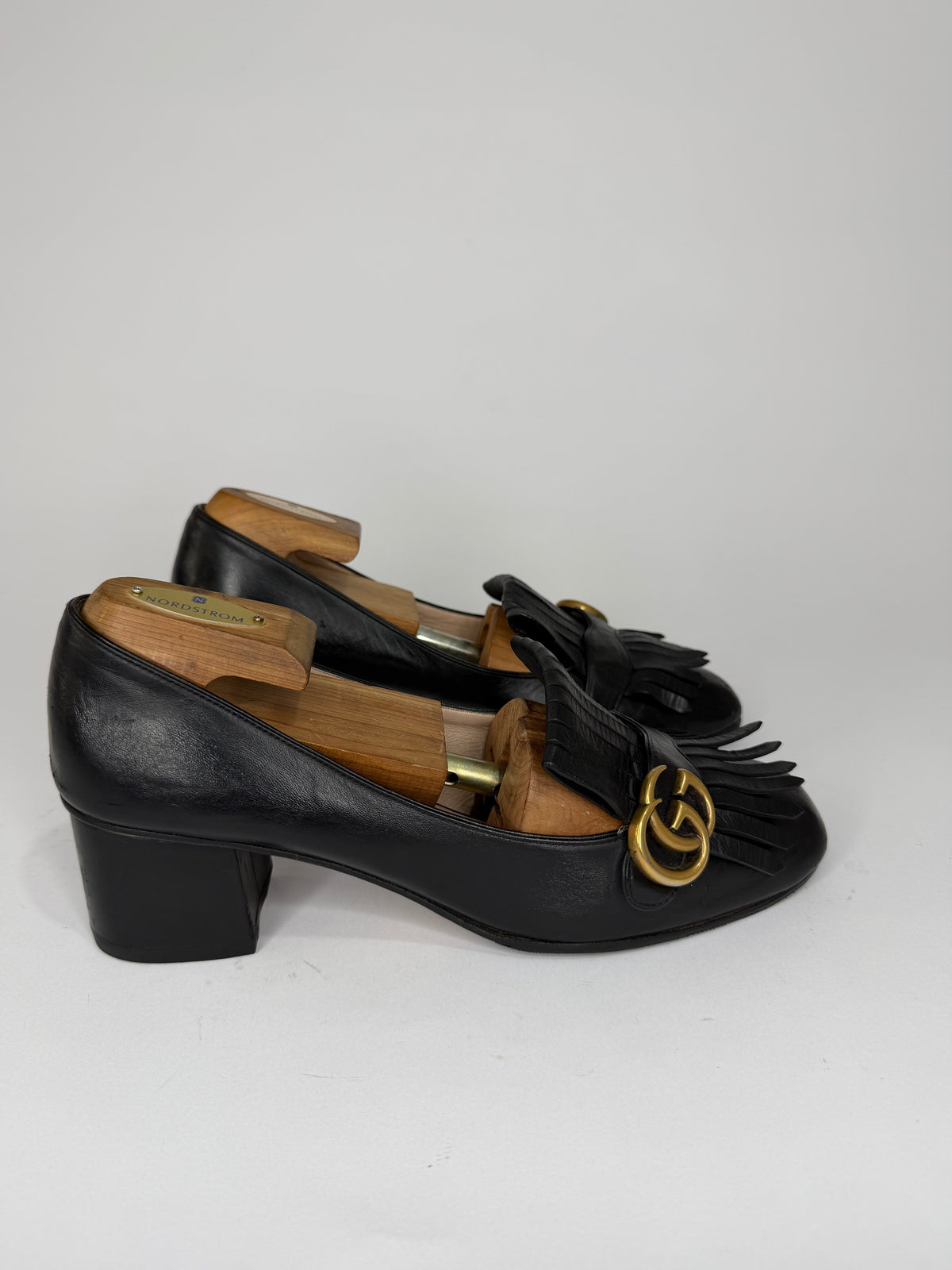 Gucci Black Leather GG Fringe Detail Loafer Pumps Size 42 EU/ 8 UK/ 12 US