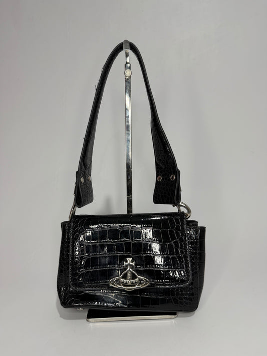 Vivienne Westwood Black Small Patent Leather Hazel Top-Handle Bag