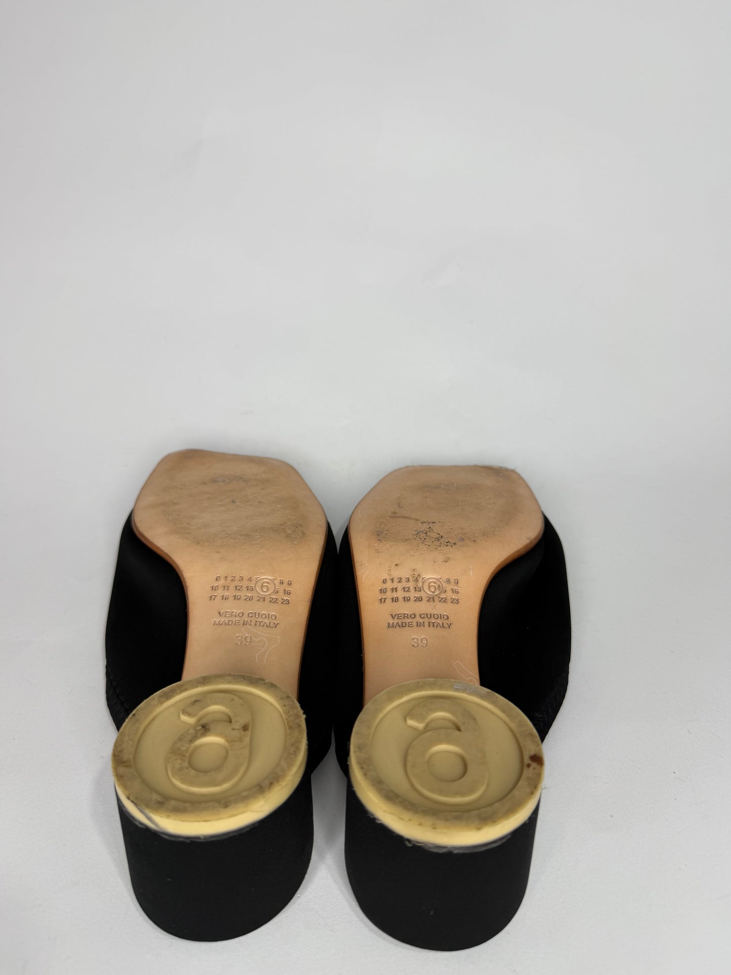 MM6 Maison Margiela Black Scuba Lyrca Heeled Sandals
