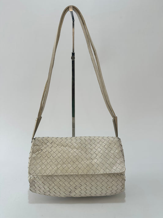 Bottega Veneta Beige Intrecciato Leather Nodini Crossbody Bag