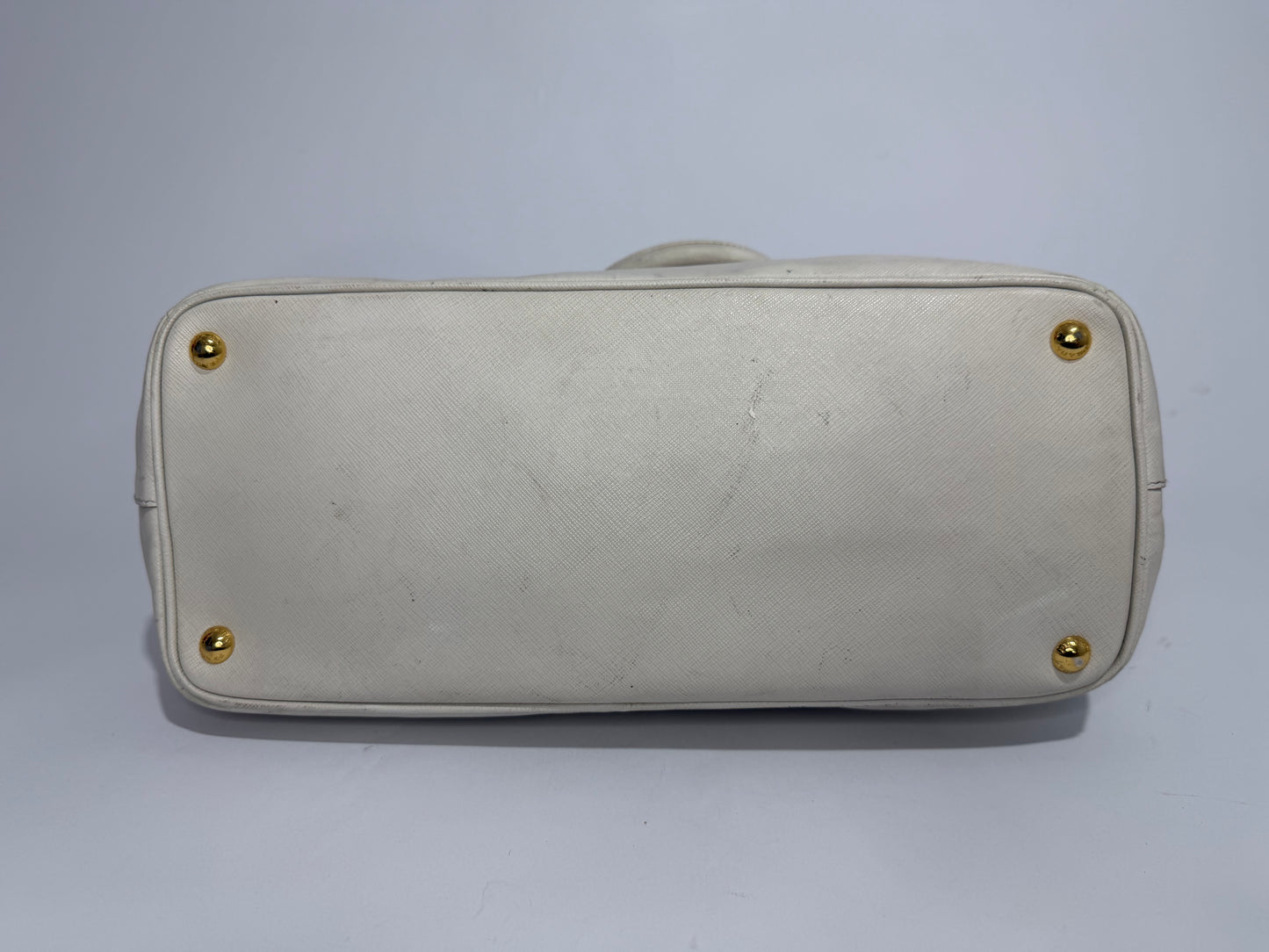 PRADA Grey Saffiano Lux Leather Large Double Zip Tote