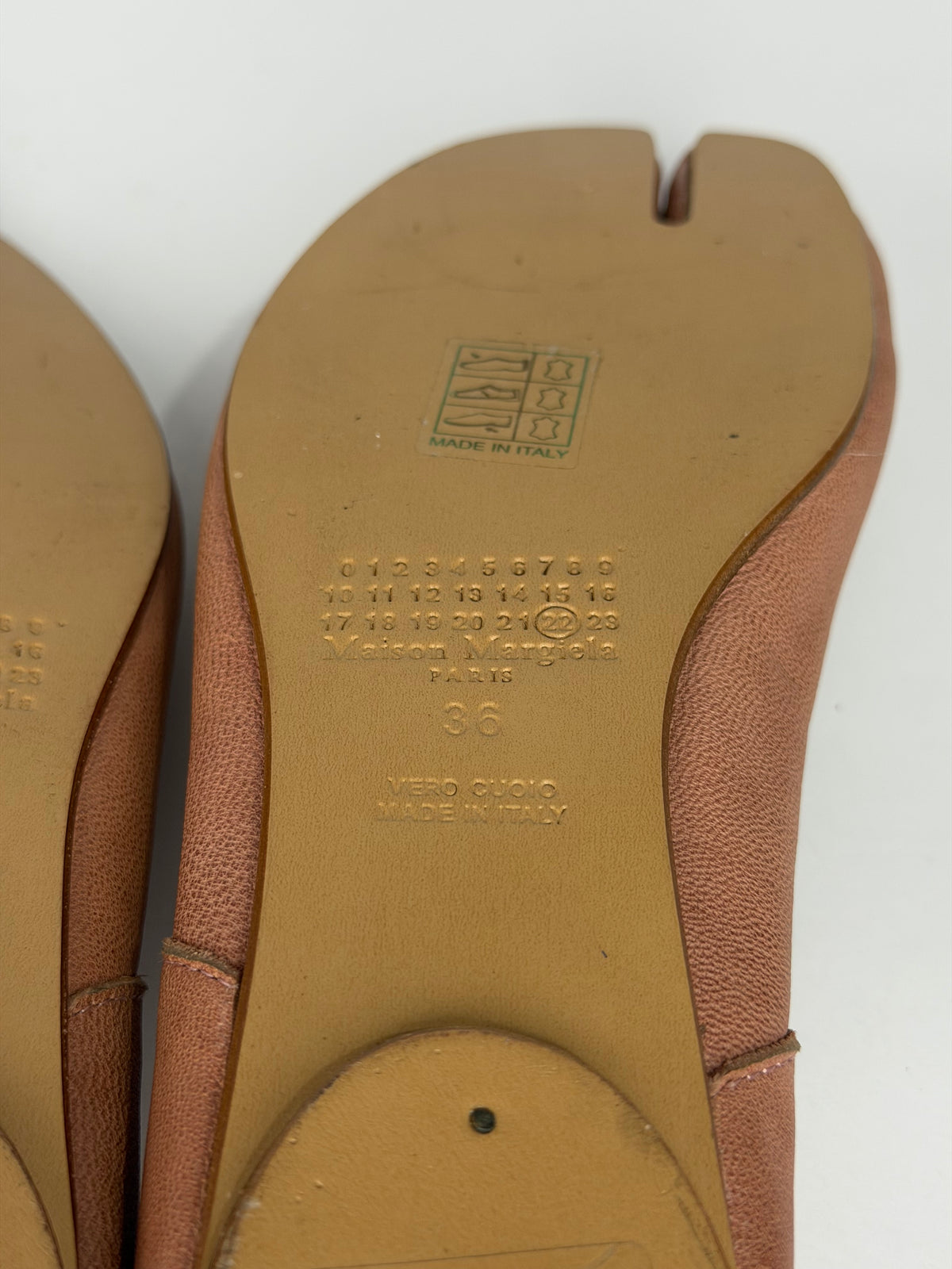 Maison Margiela Tabi Ballet Flats Brown Leather Split-Toe EU 36 / 6 US/ 3 UK