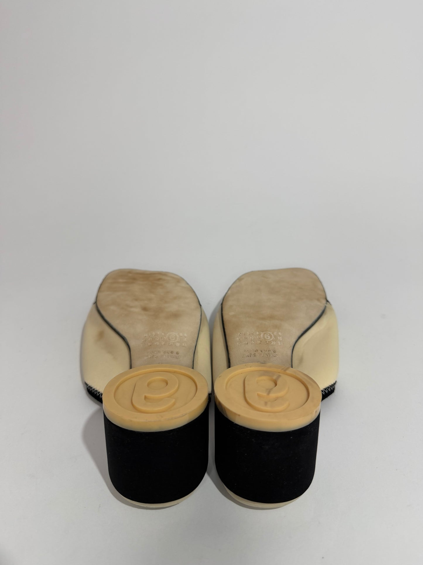 MM6 Maison Margiela cream Scuba Lyrca Heeled Sandals