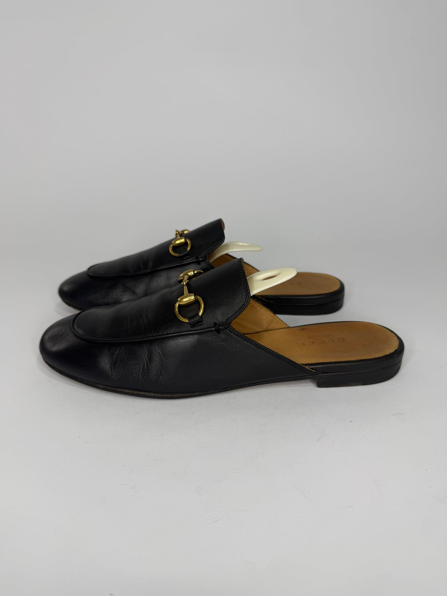 Gucci Black Leather Horsebit Mules Size 37 EU/ 7 US