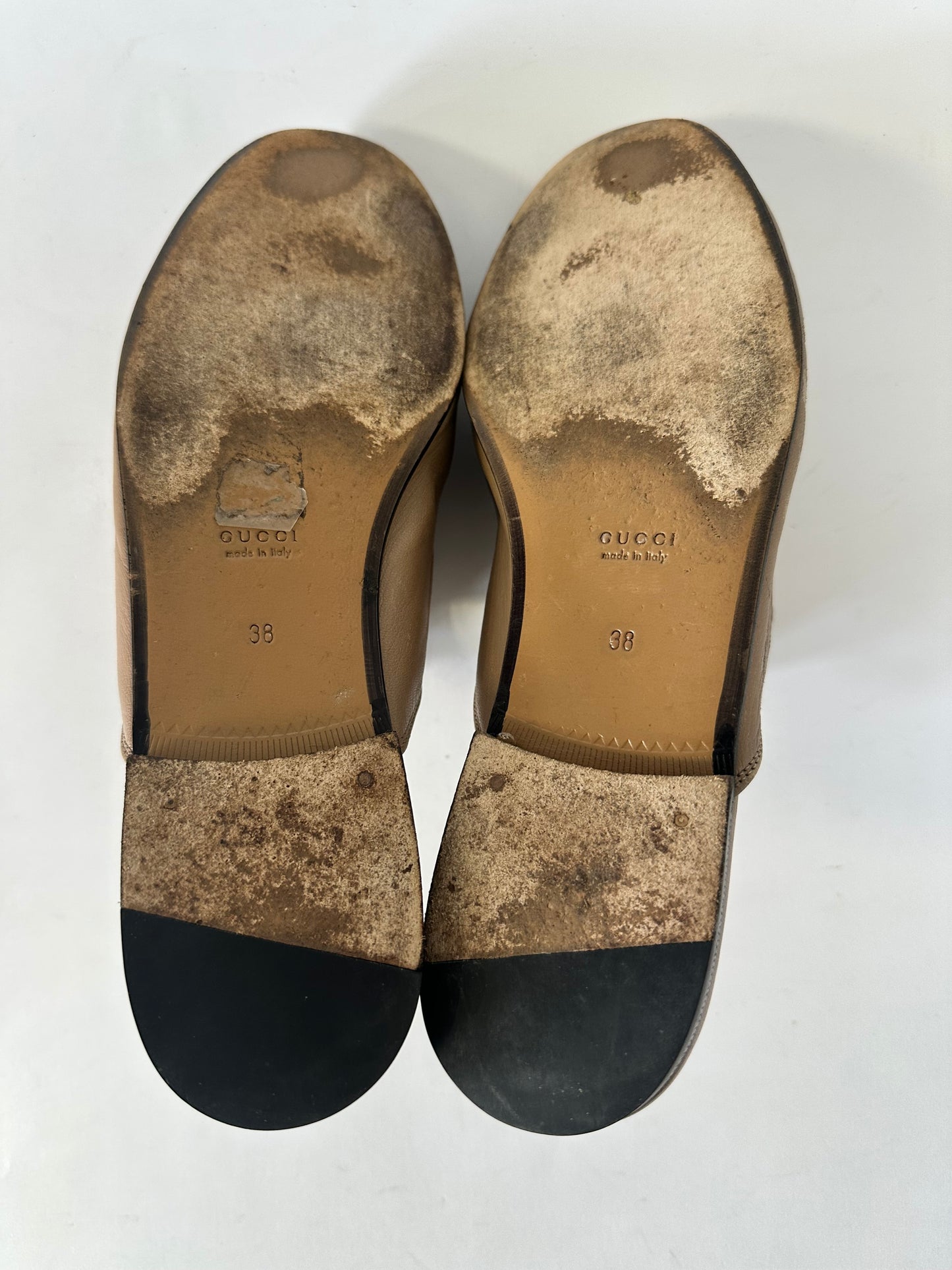 Gucci Beige Leather Princetown Mules Size 38 EU/ 8 US/ 5 UK