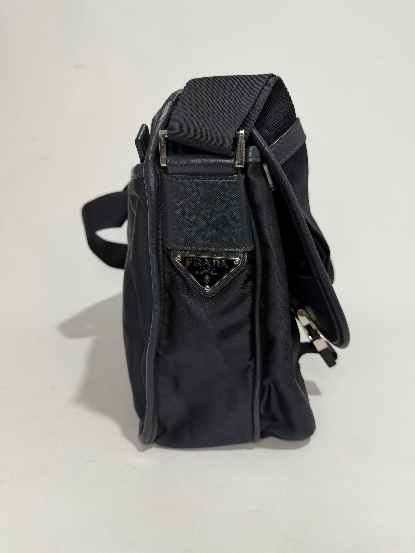 Navy Prada Tessuto Crossbody Bag