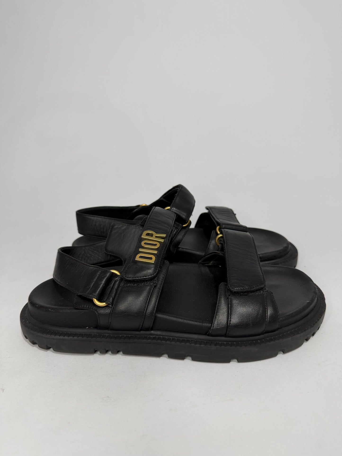 Dior Black Leather Dior Act Flat Sandals Size 38 EU/ 8 US