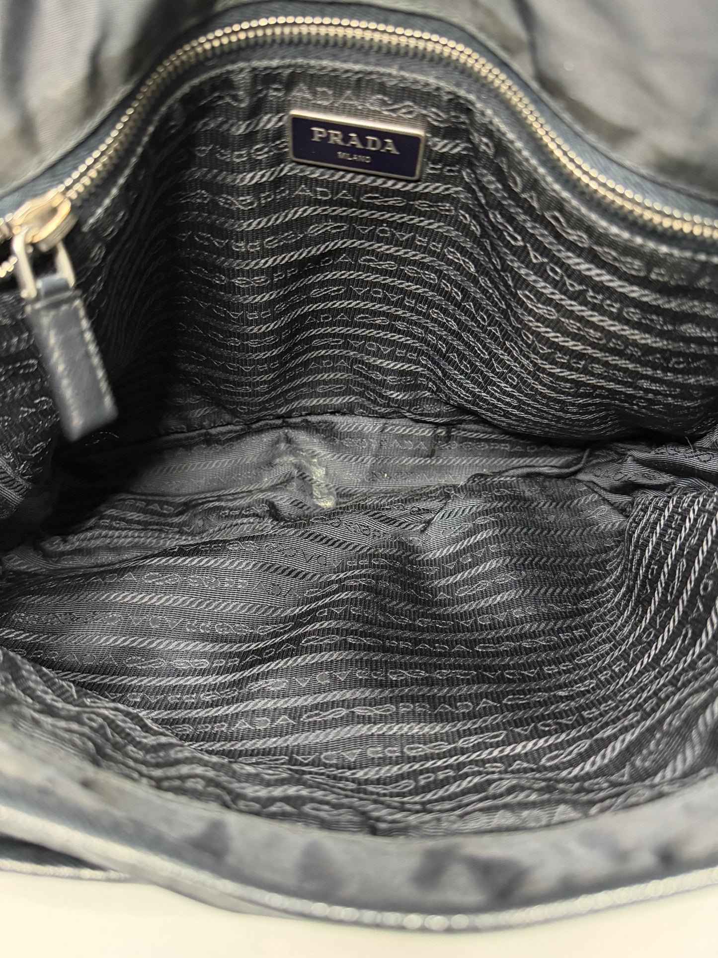 Prada Navy Nylon Flap Messenger Bag