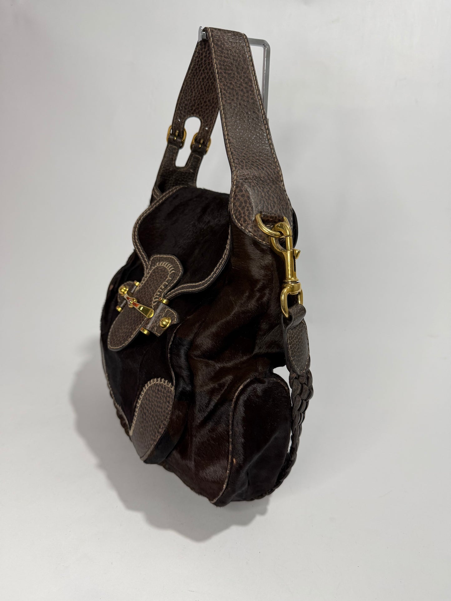 GUCCI
Dark Brown Porny hair Pelham Large Shoulder Bag