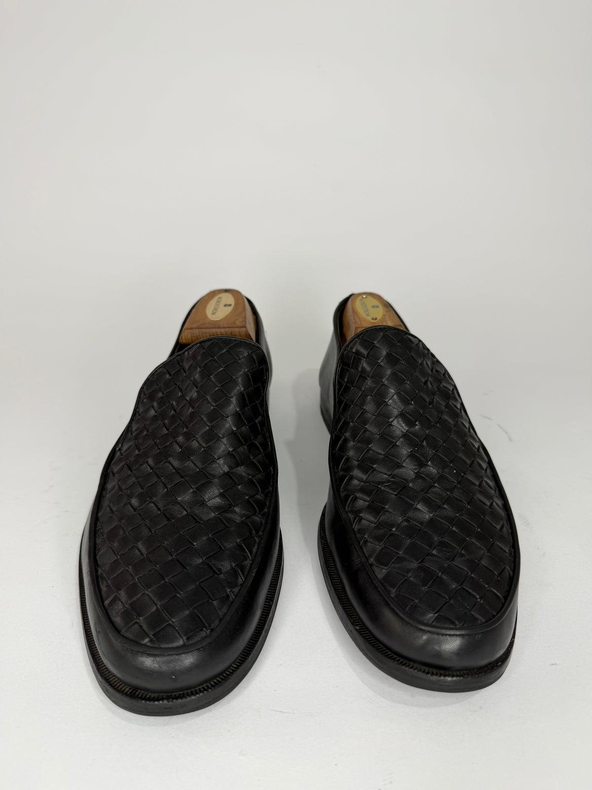 Bottega Veneta Black Intrecciato Leather Slip On Loafers Size 42 EU/ 8 UK/ 9 US