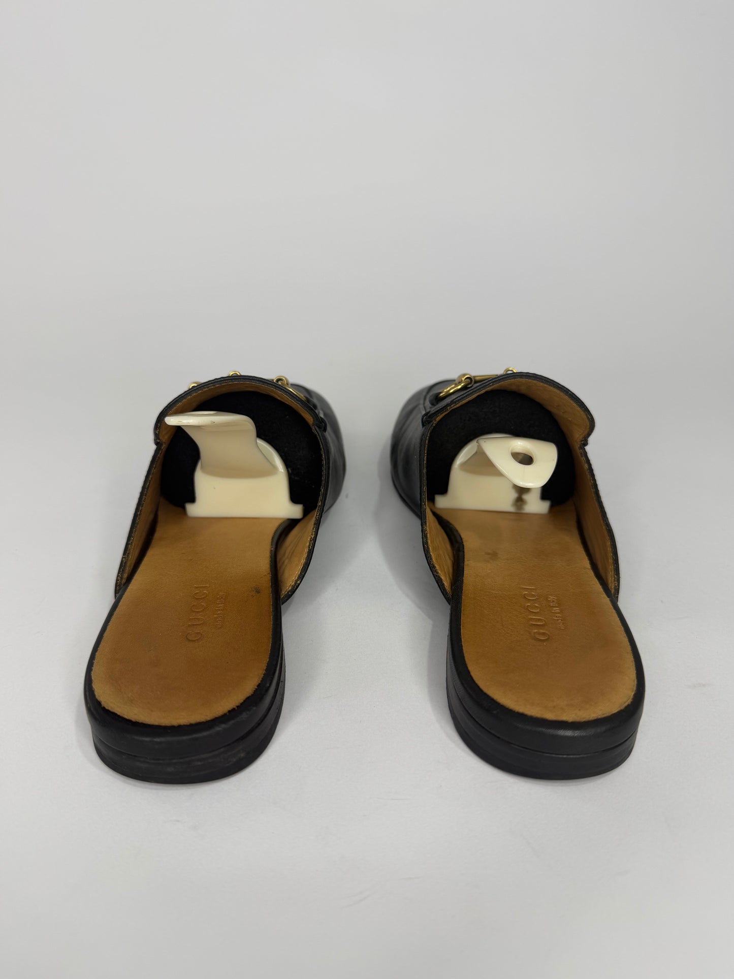 Gucci Black Leather Horsebit Mules Size 37 EU/ 7 US
