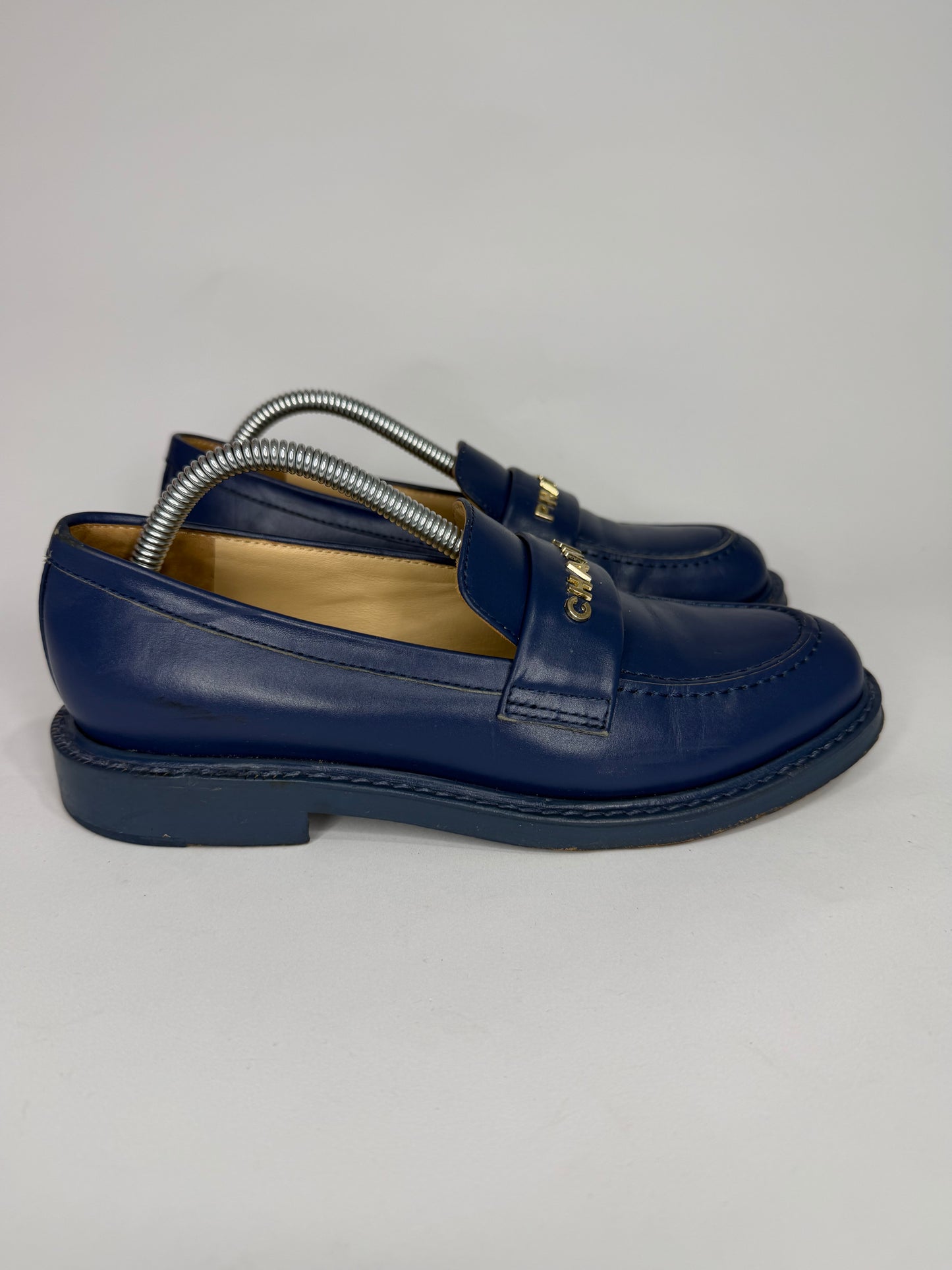 CHANEL
X PHARRELL Leather Slip-On Loafers Blue - Limited Edition