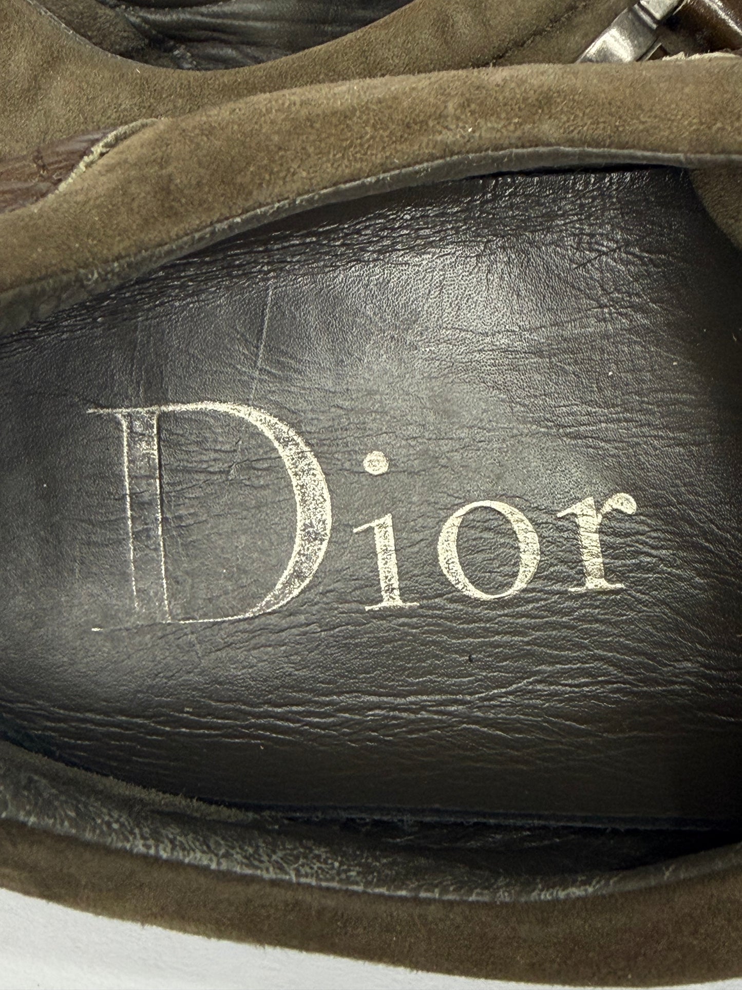 Dior Brown & Olive Leather Low-Top Sneakers Size 40