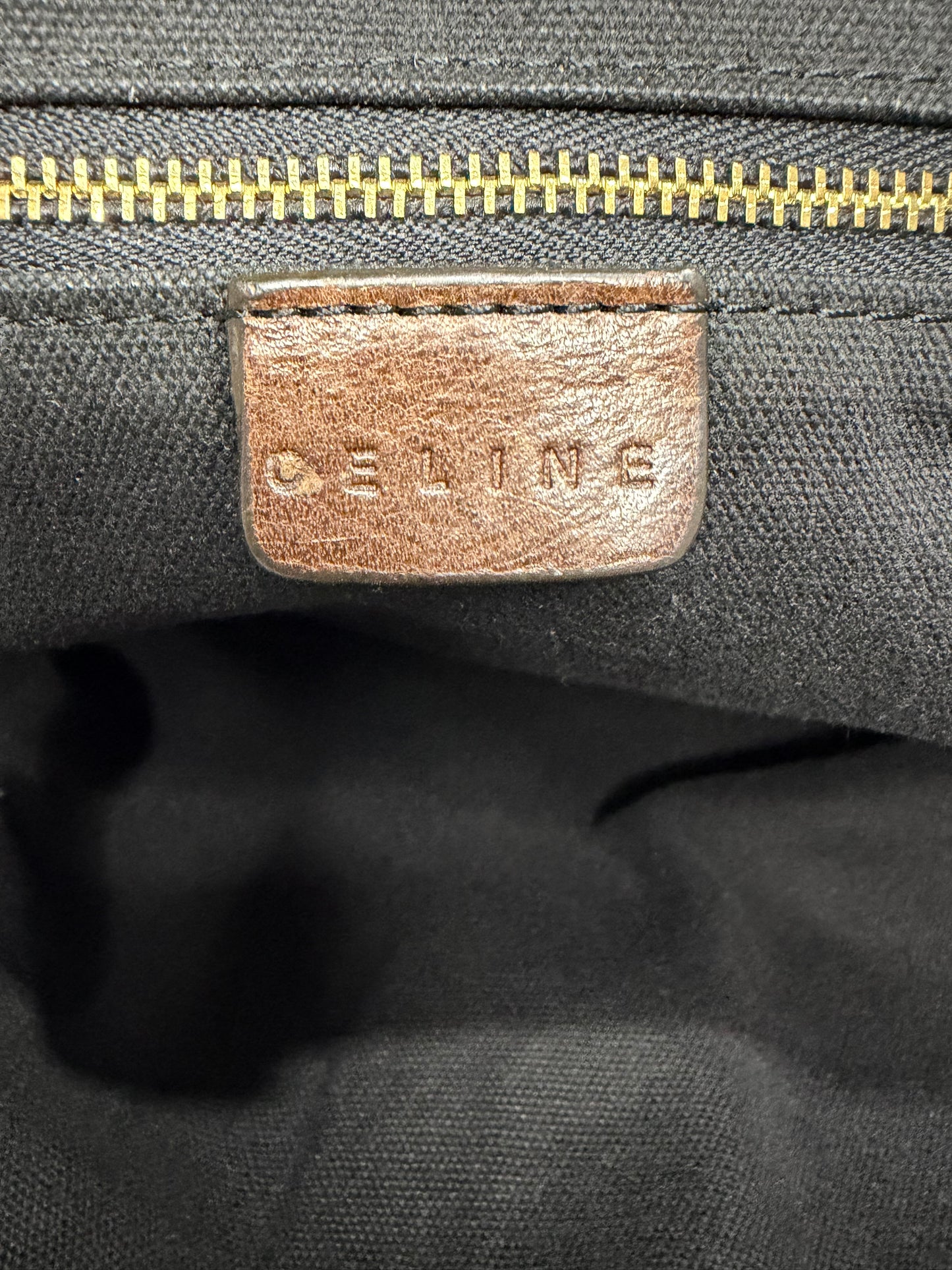 Vintage Céline Gold Metallic Leather Boston Handbag