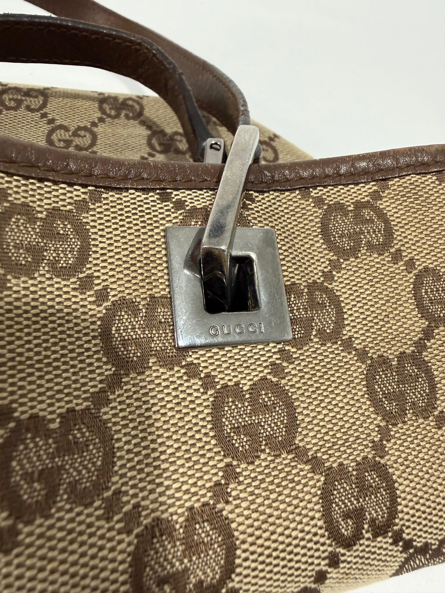 Gucci Beige/Brown GG Canvas and Leather Bucket Tote