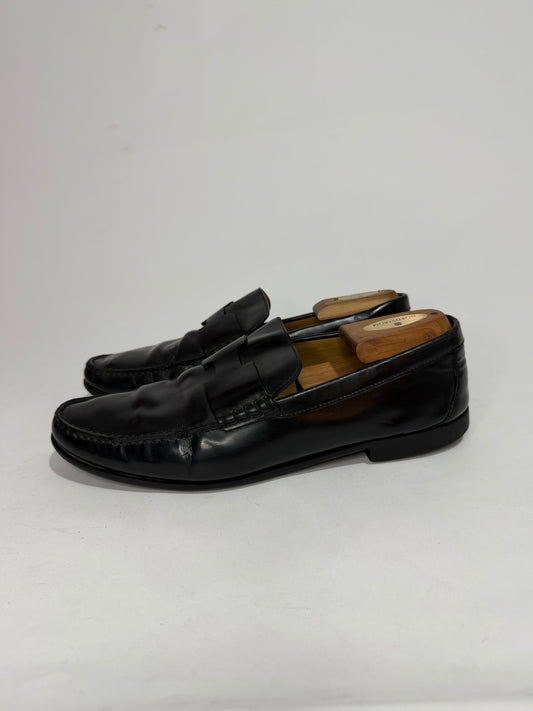 HERMES Black Leather Slip On Kennedy Loafers Size 42 EU/ 9 US/ 8 UK