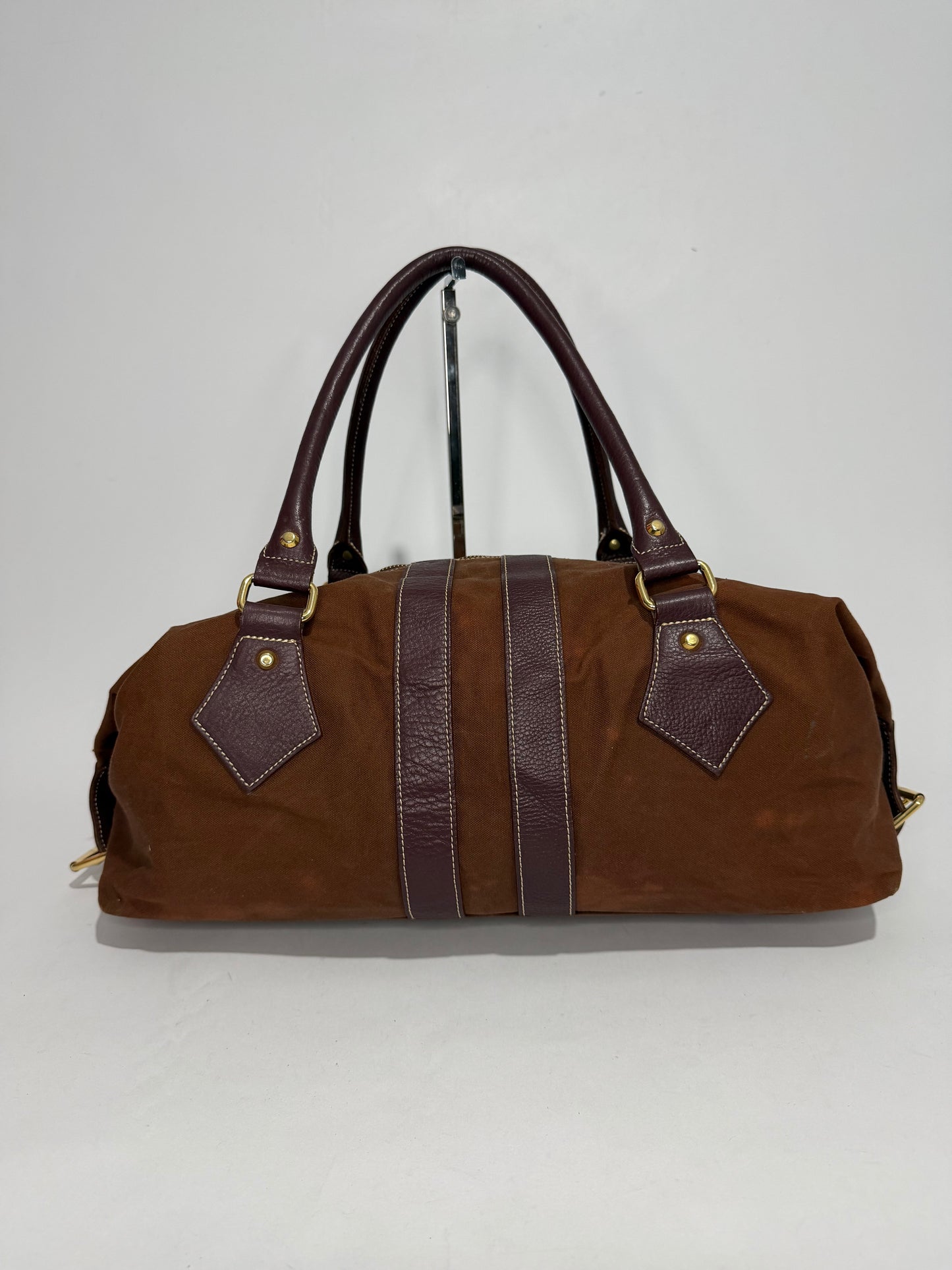 Vivienne Westwood Orb Logo Leather & Canvas Bowler Bag Brown