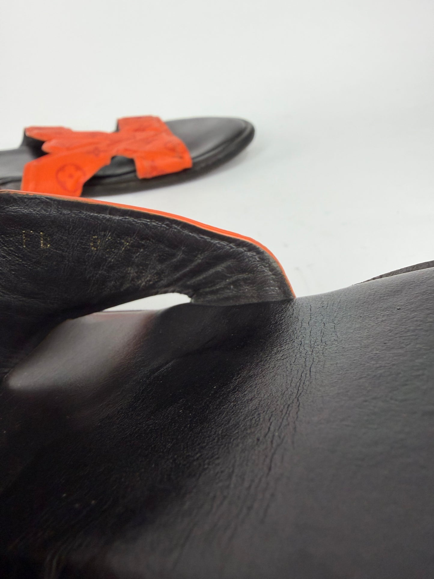 Louis Vuitton Orange Monogram Leather Slide Sandals Size 8 UK/ 9 US / 42 EU