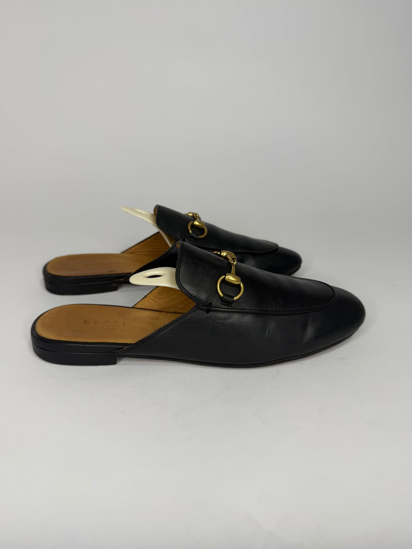 Gucci Black Leather Horsebit Mules Size 37 EU/ 7 US