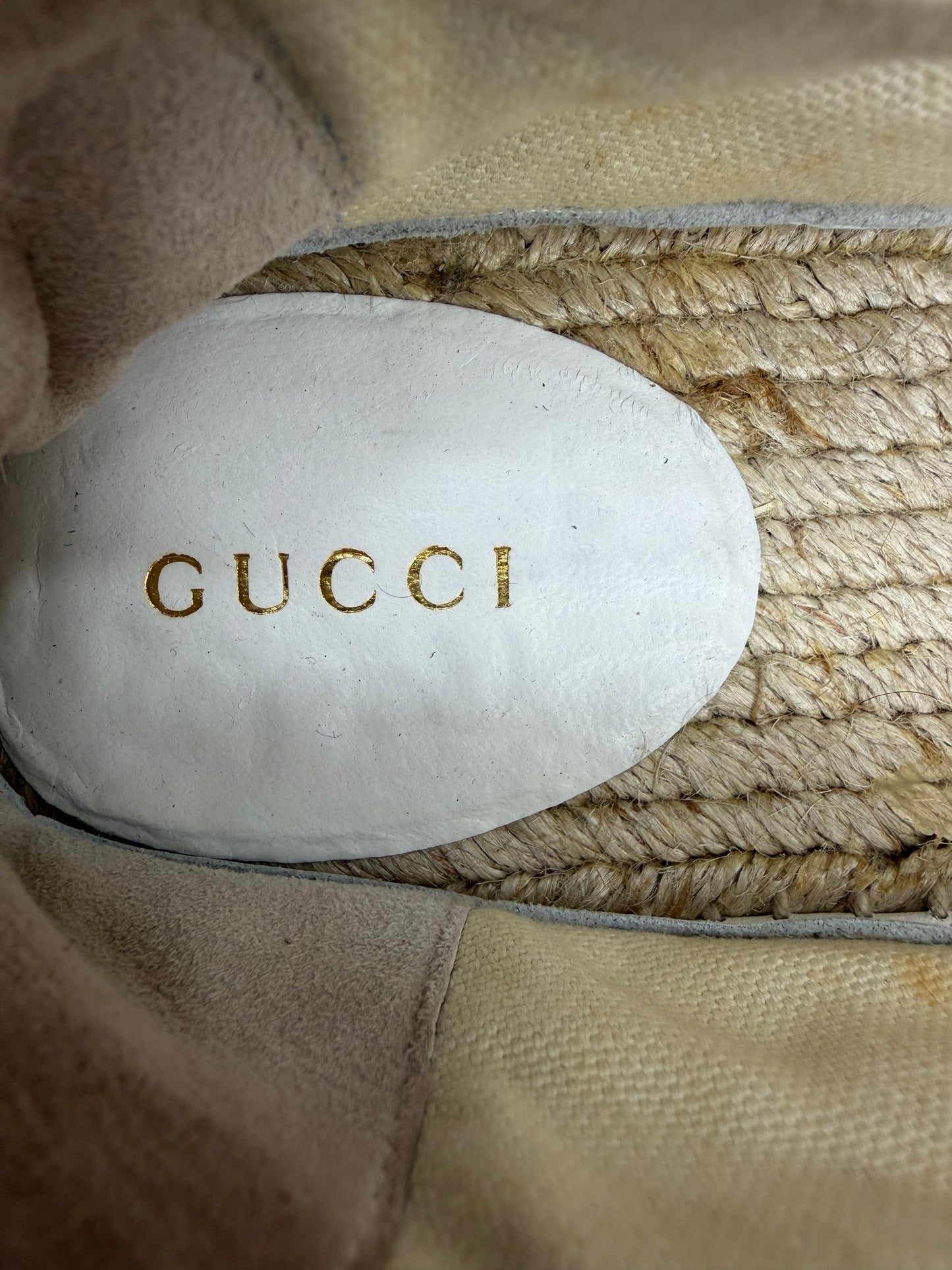 Gucci White Leather GG Marmont Espadrille Flats Size 39 EU/ 9 US/ 6 US