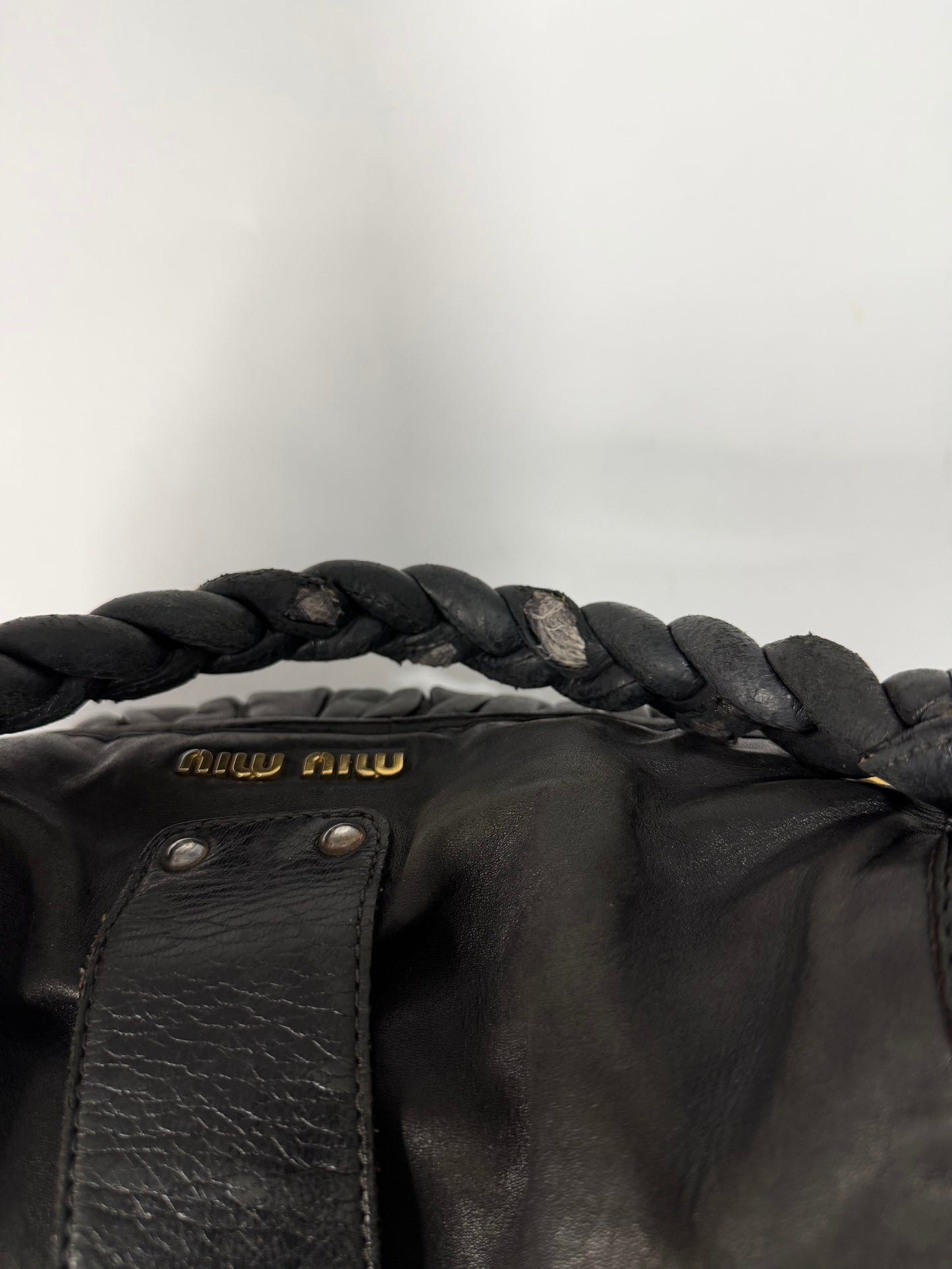 Miu Miu Black Coffer Matelasse Leather Hobo